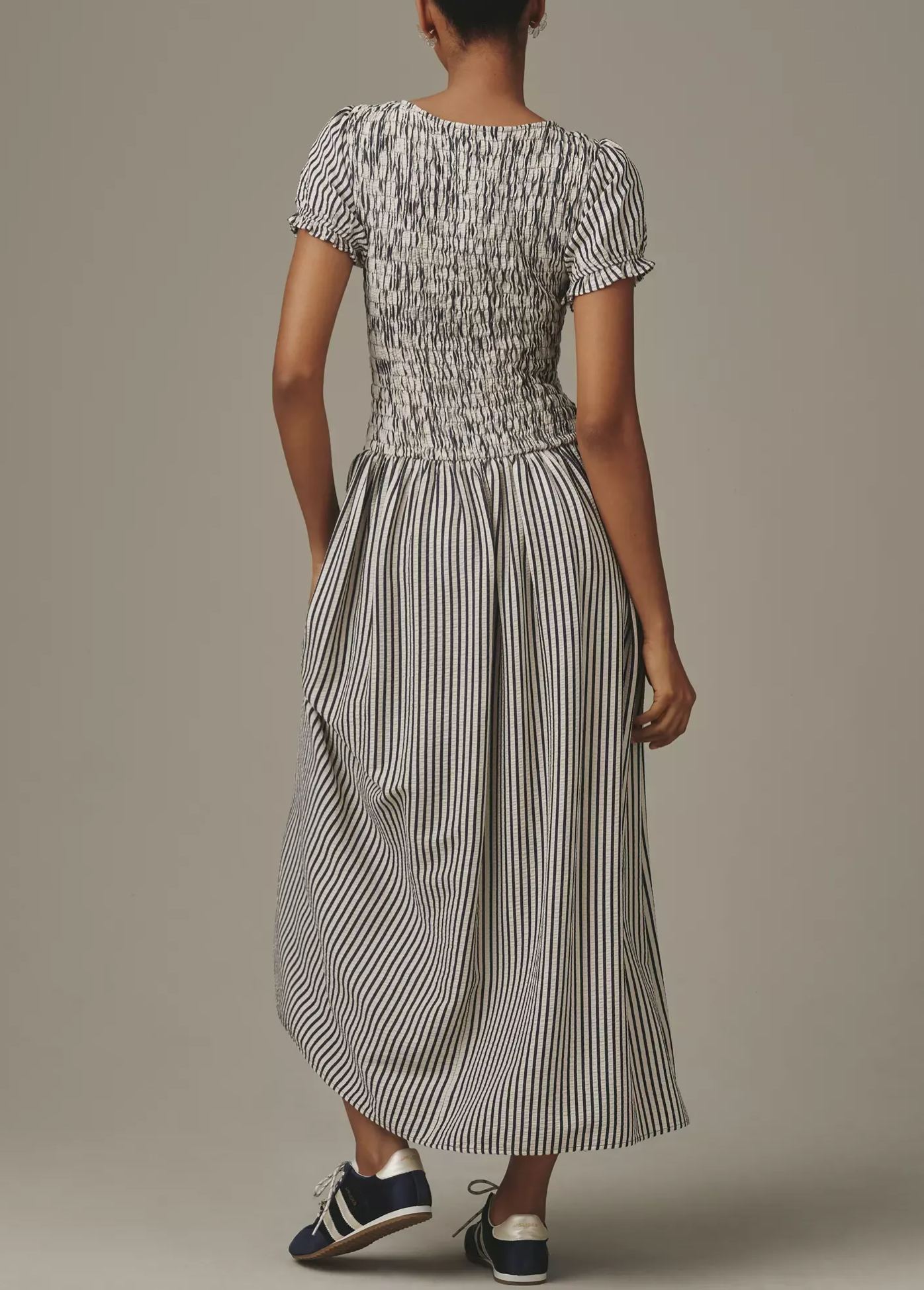 Smocked Short Sleeve Maxi Dress