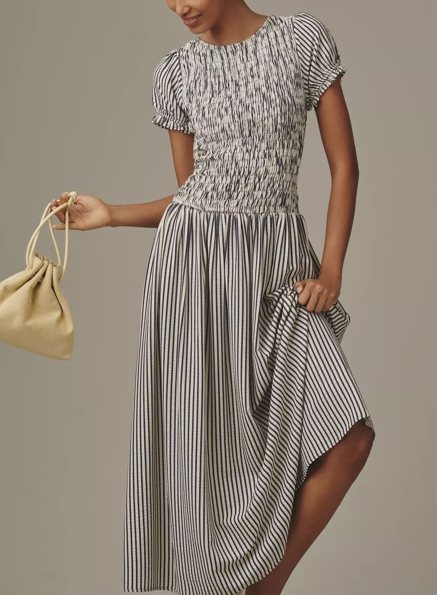 Smocked Short Sleeve Maxi Dress