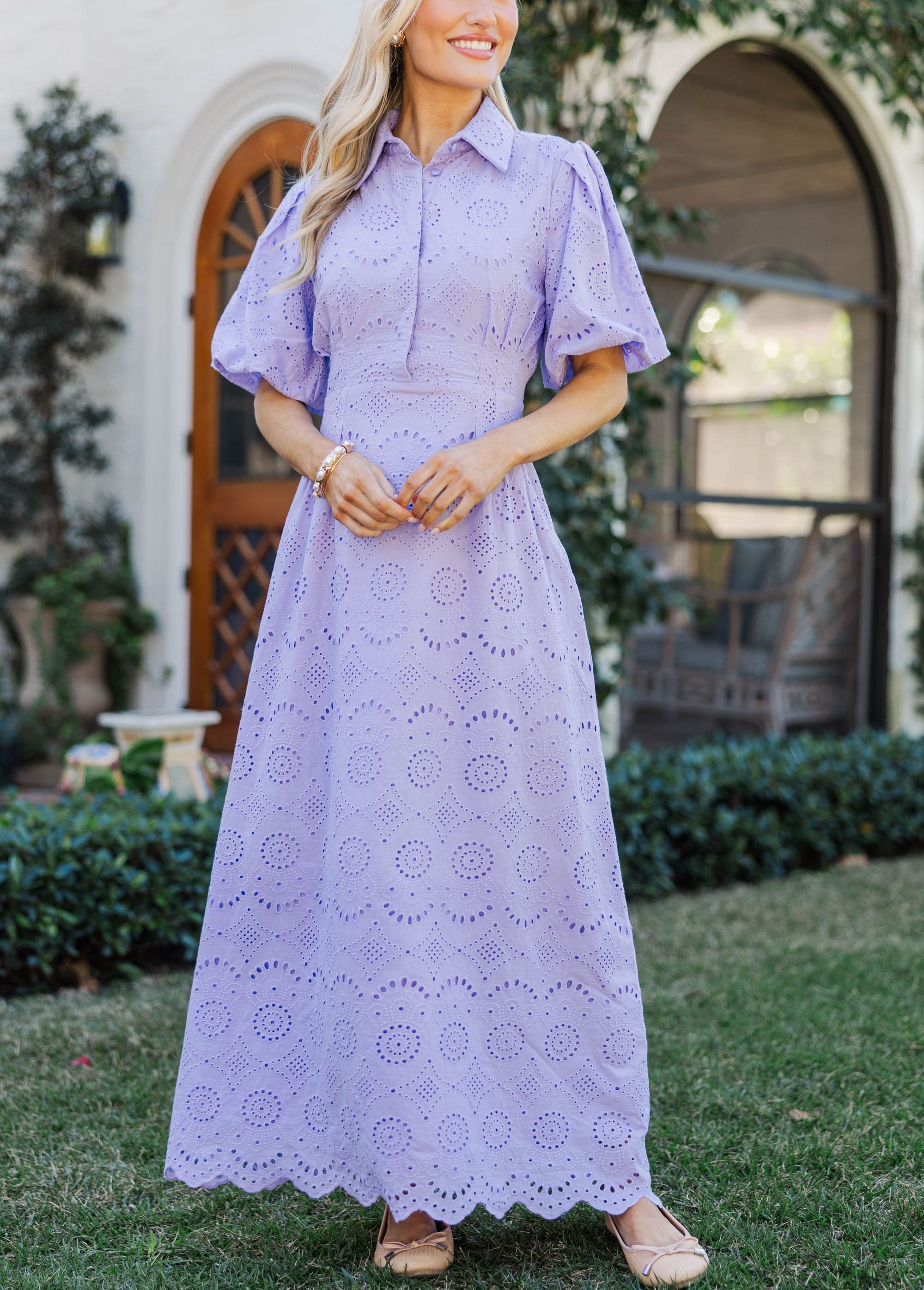 Lavender Eyelet Maxi Dress
