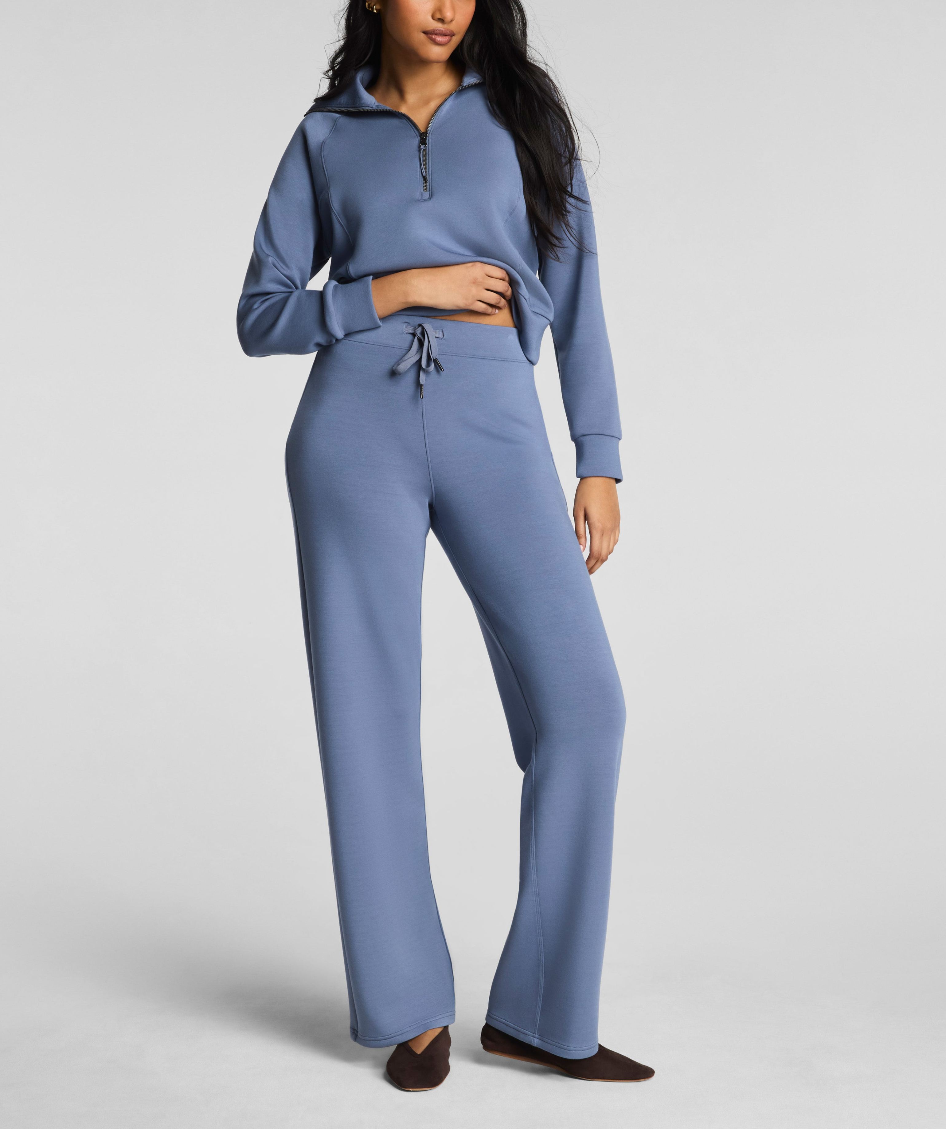 Half-Zip Crop Top & Wide Leg Lounge Set