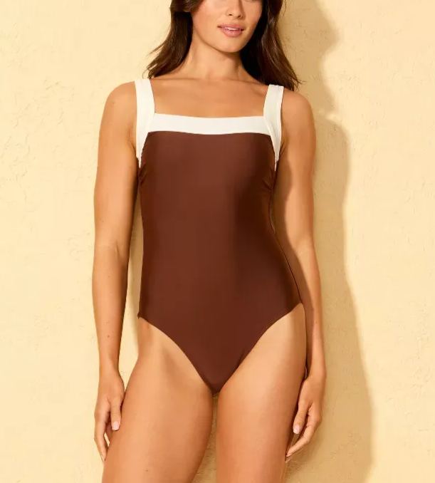 Binding Scoop Neck Full Coverage One Piece Swimsuit