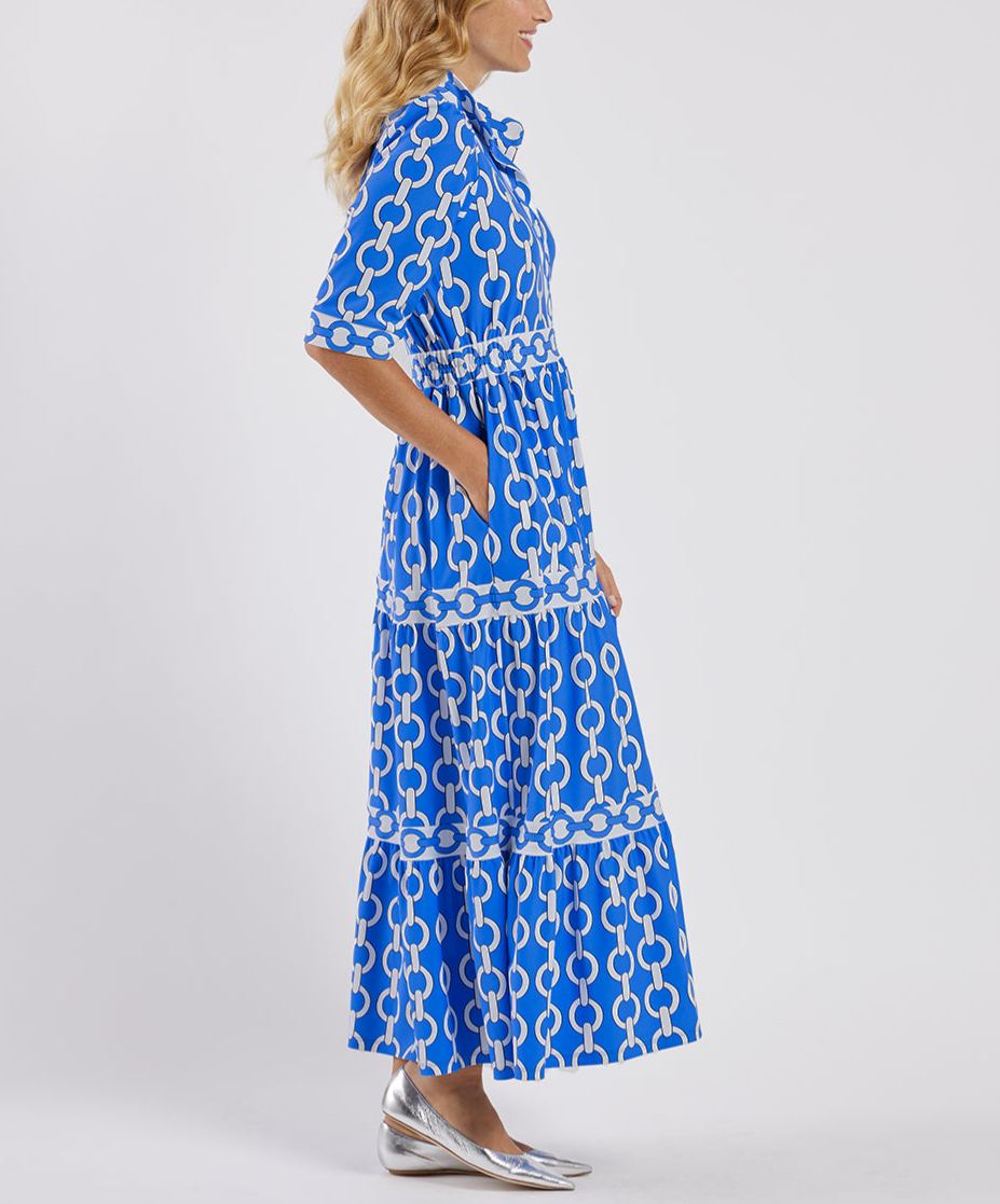 Chain Print 3/4 Sleeve Maxi Dress