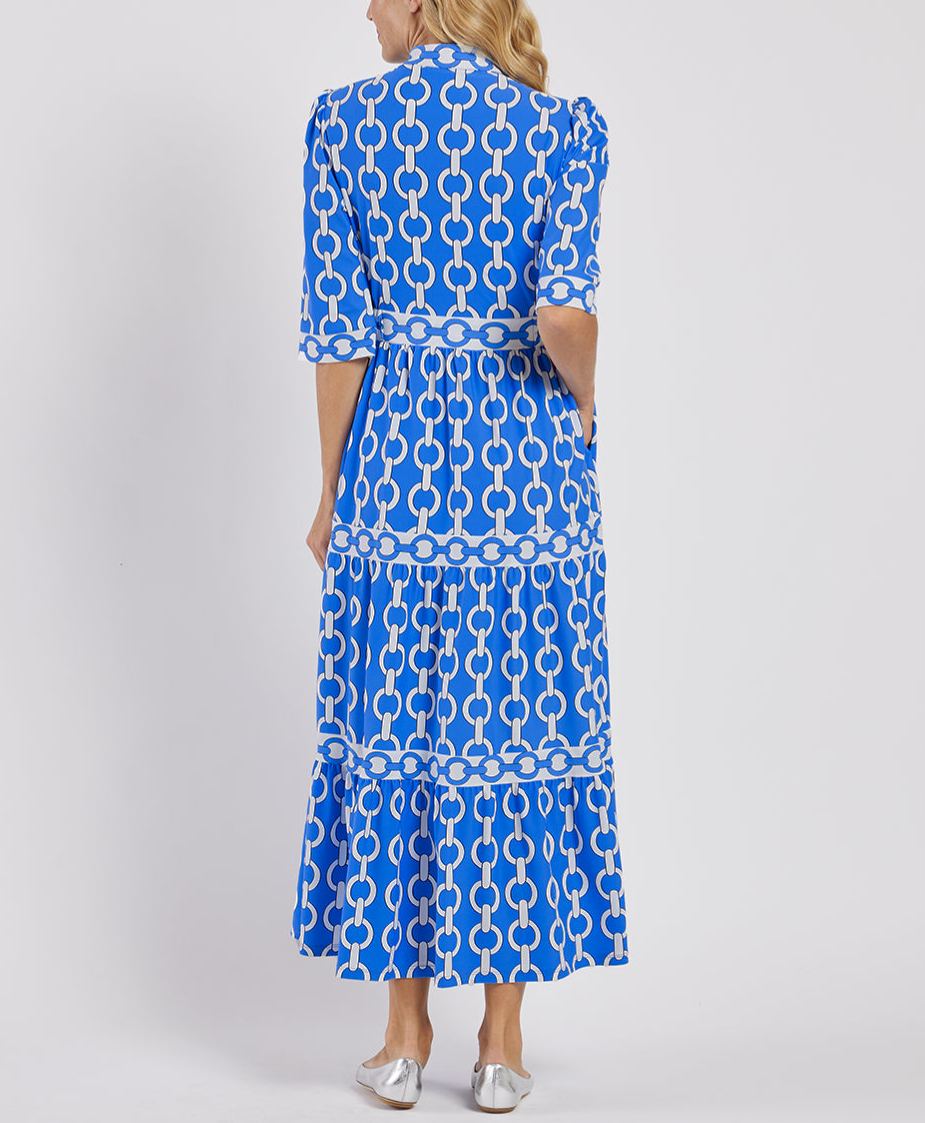 Chain Print 3/4 Sleeve Maxi Dress
