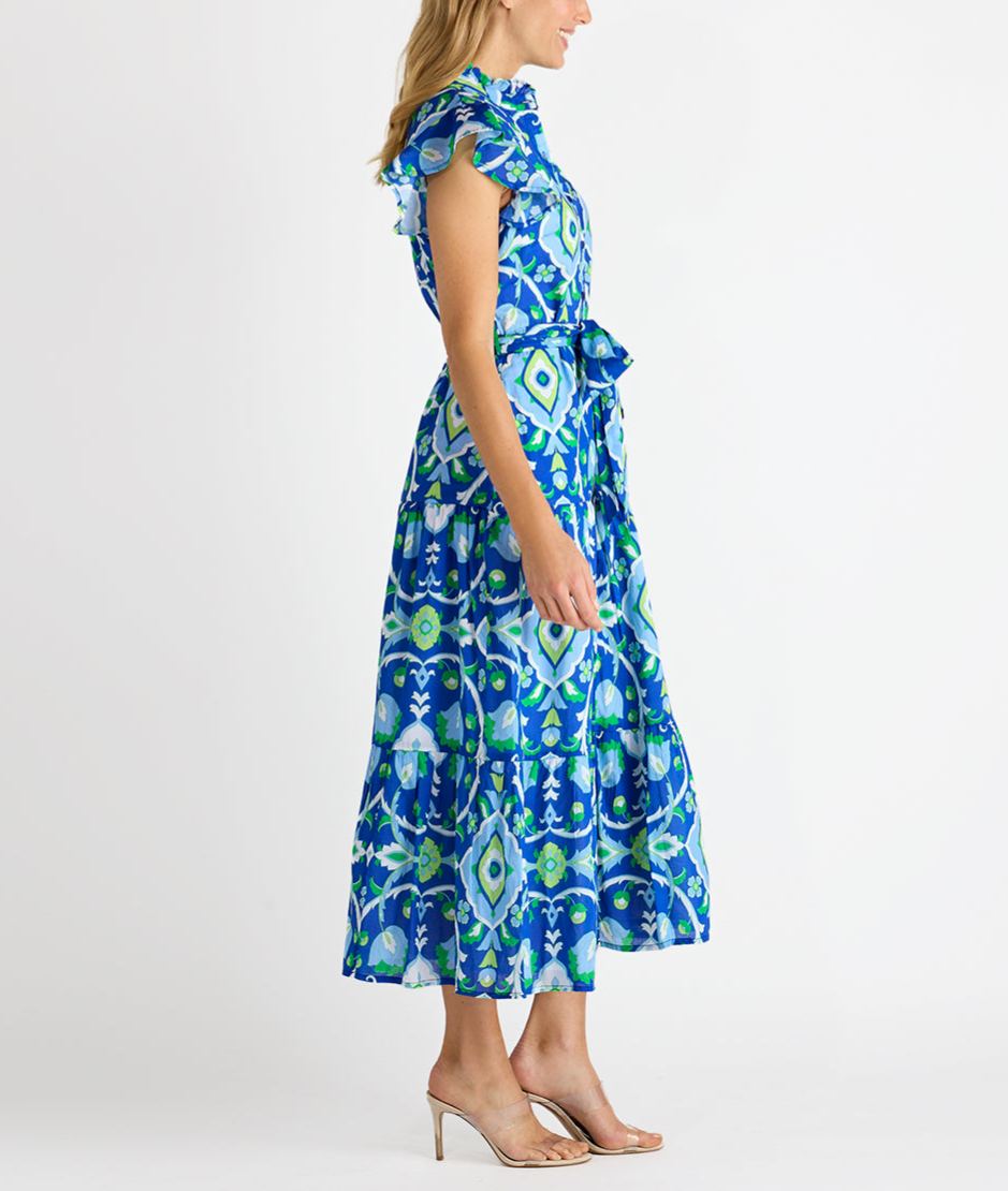 Elegant Ruffle Sleeve Printed Dress