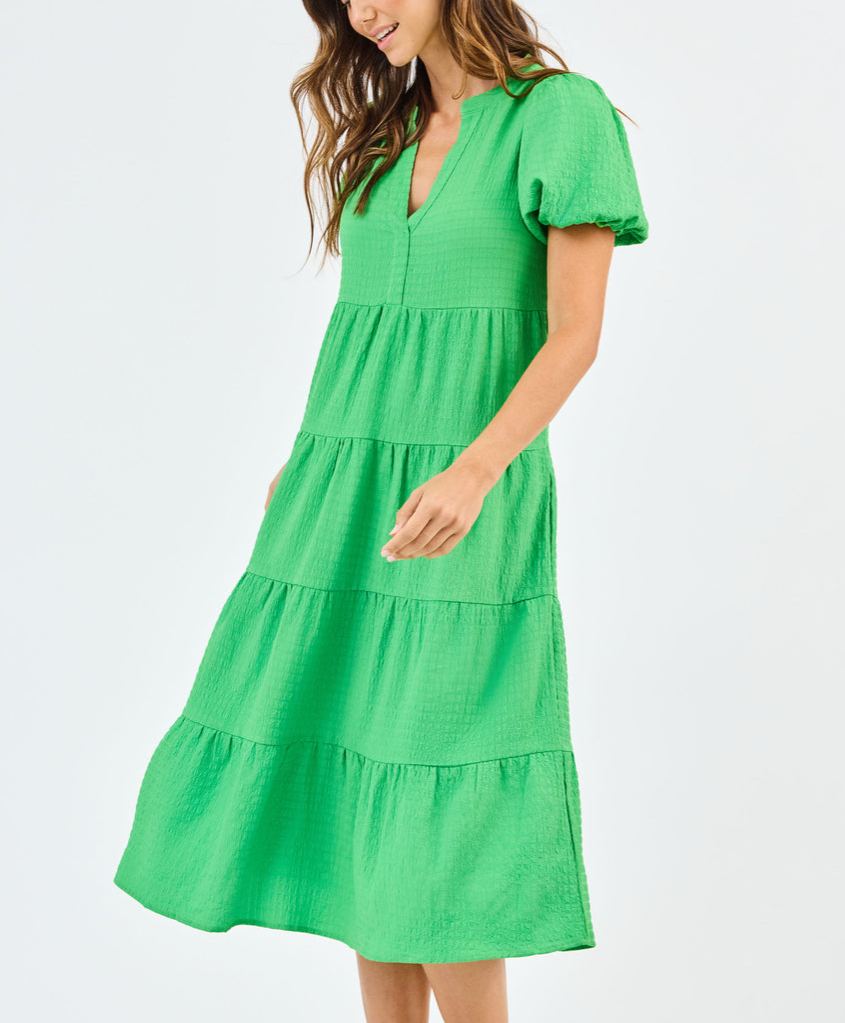 Green Seersucker Kinsley Dress