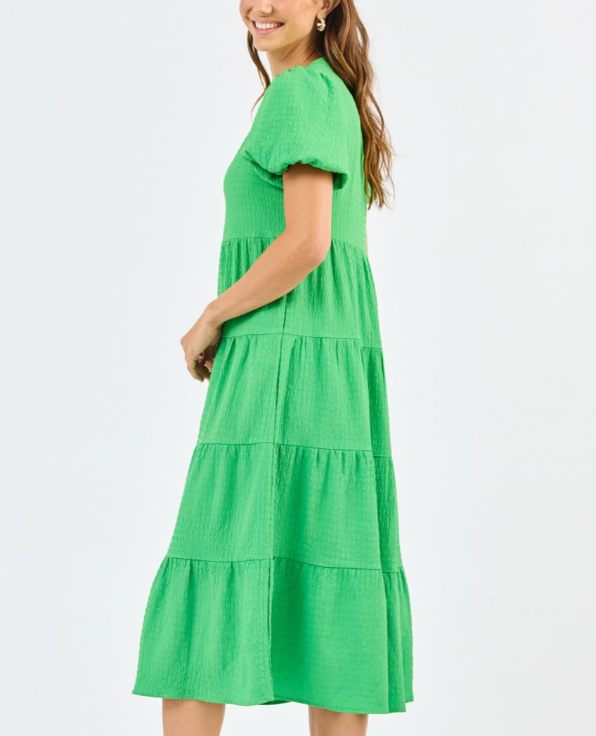 Green Seersucker Kinsley Dress