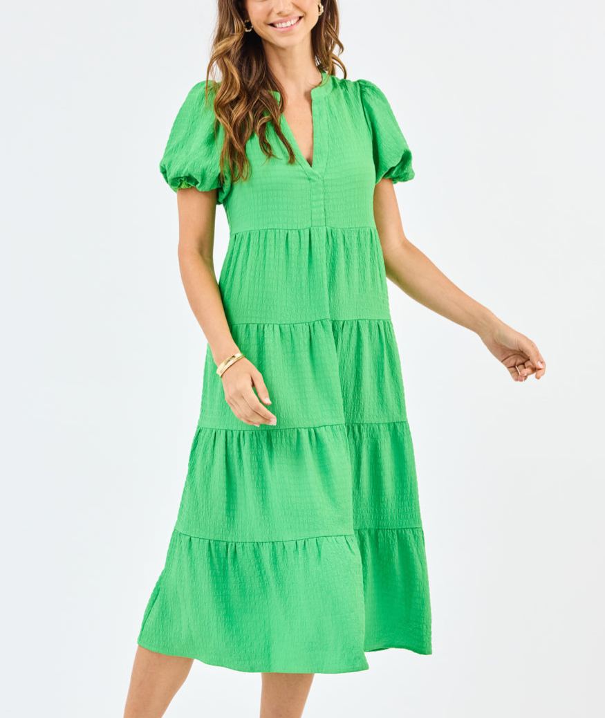 Green Seersucker Kinsley Dress