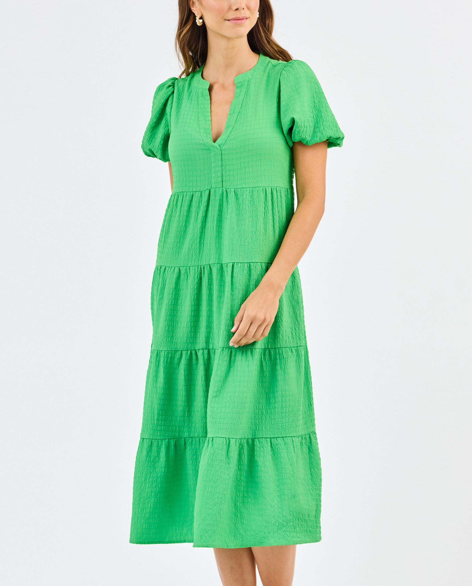 Green Seersucker Kinsley Dress