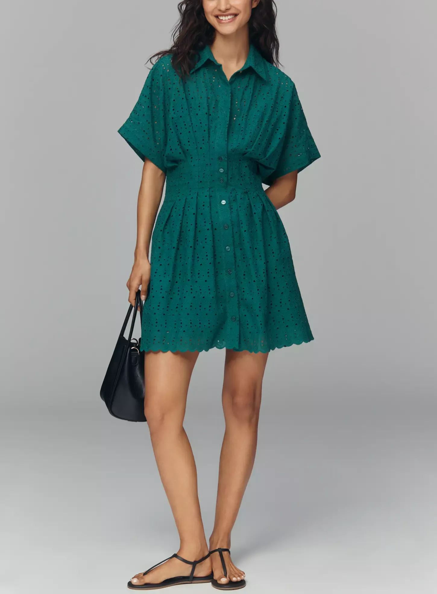 The Tobie Eyelet Mini Shirt Dress