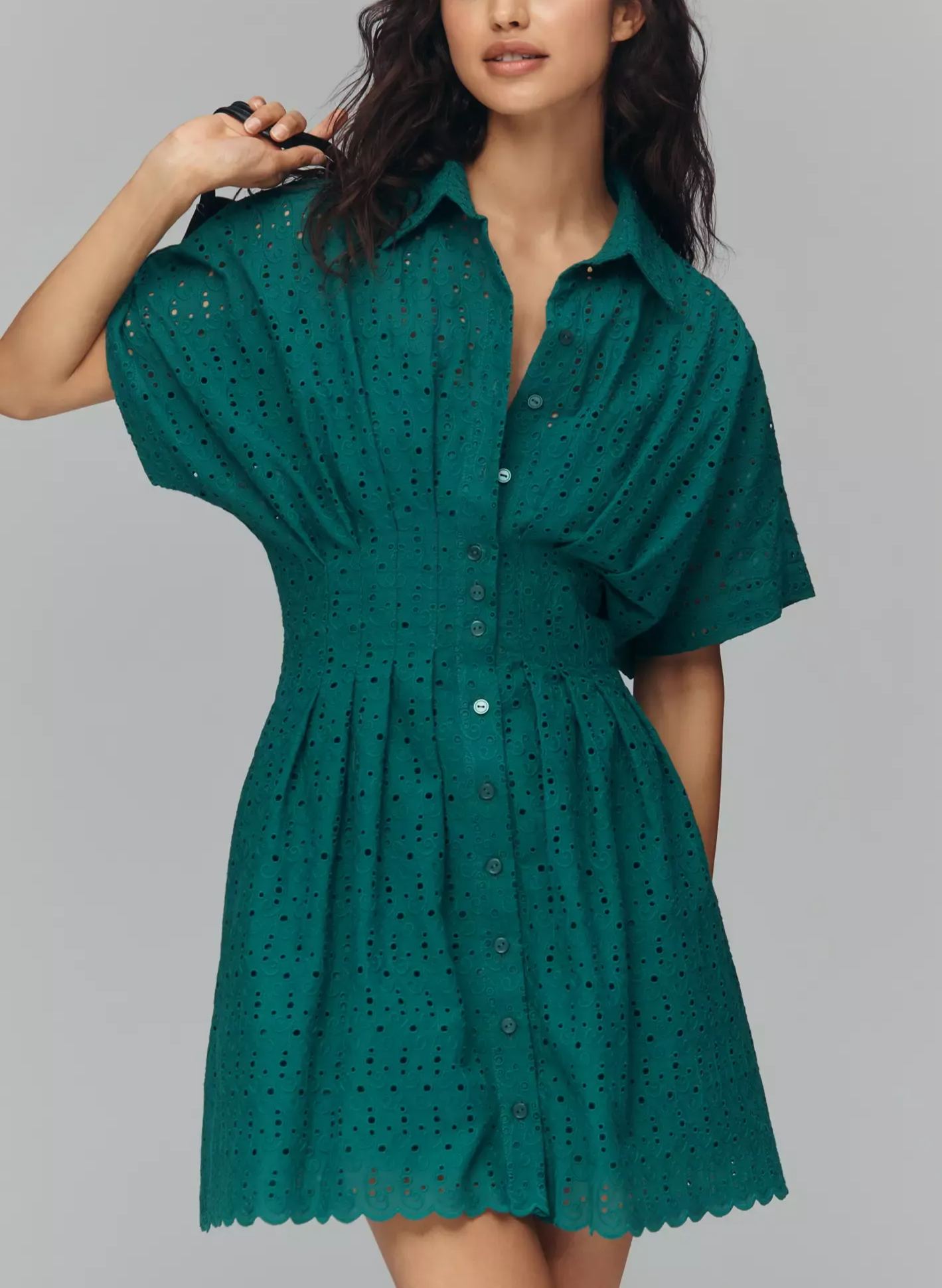 The Tobie Eyelet Mini Shirt Dress