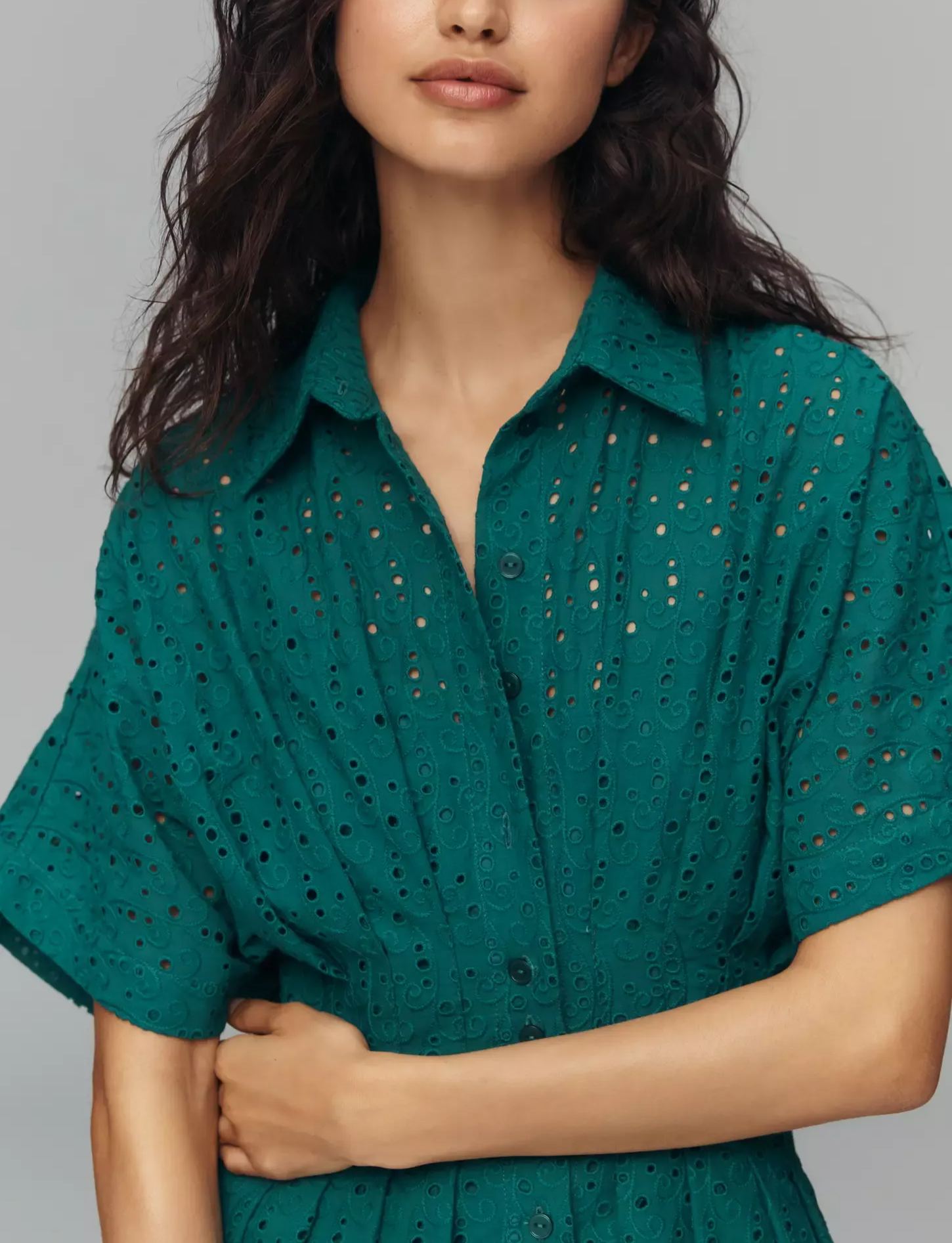 The Tobie Eyelet Mini Shirt Dress