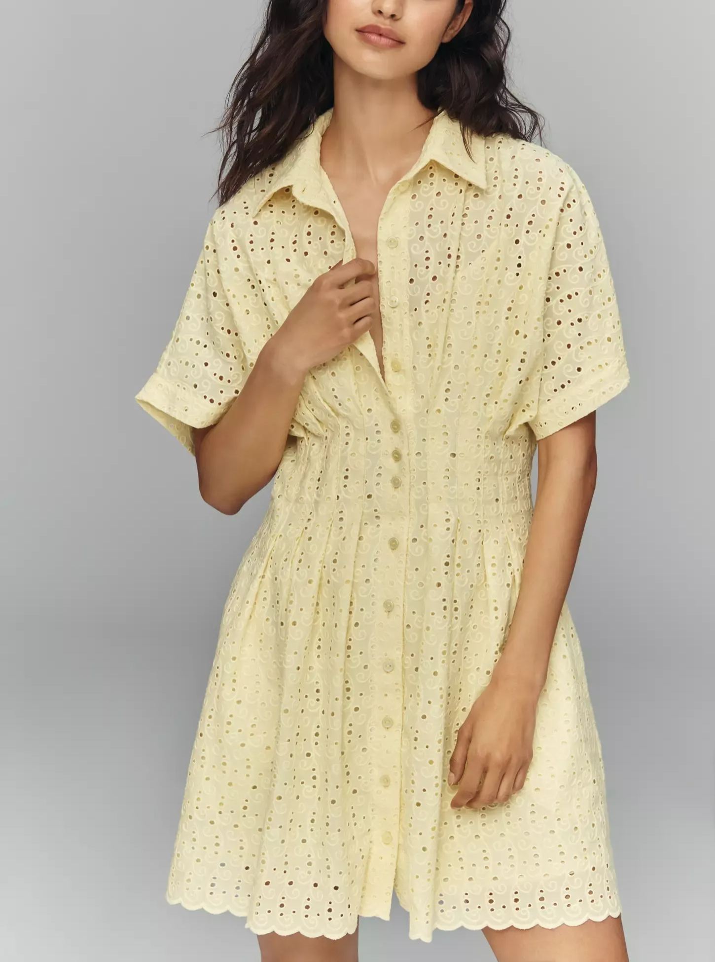 The Tobie Eyelet Mini Shirt Dress