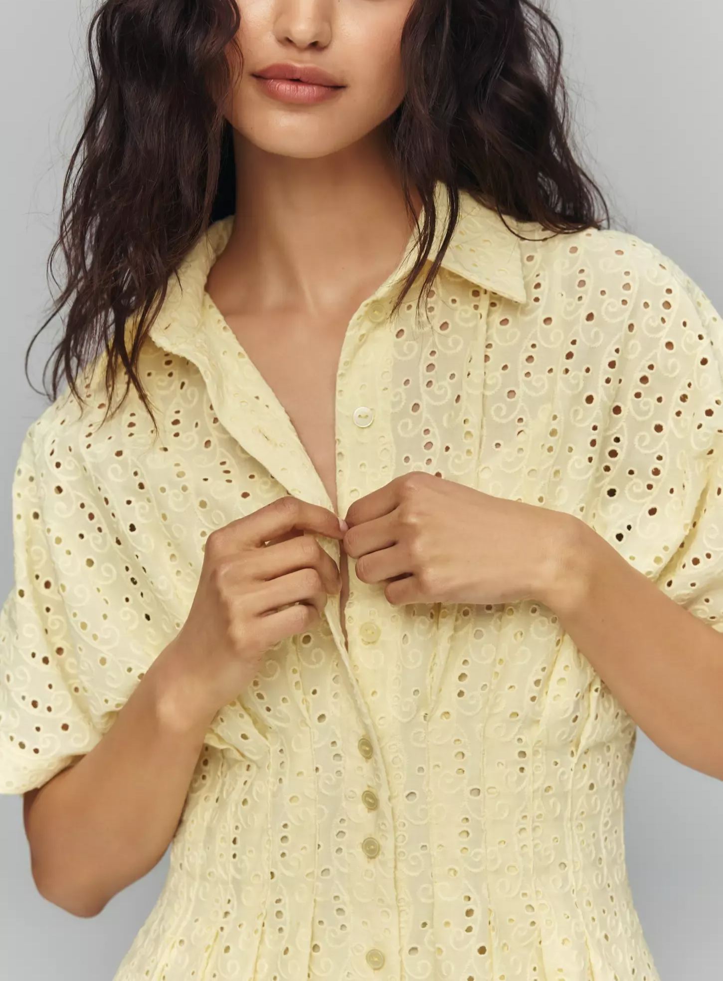 The Tobie Eyelet Mini Shirt Dress