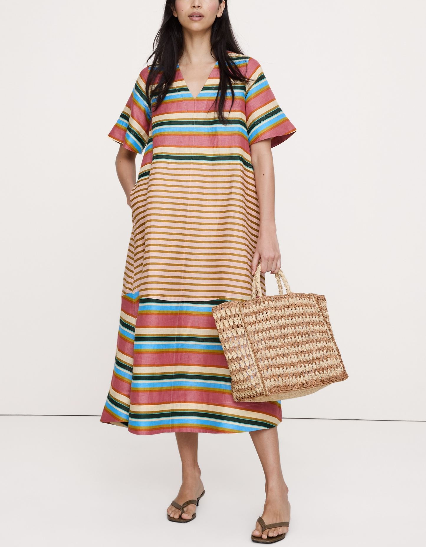 Linen Trapeze Midi Dress