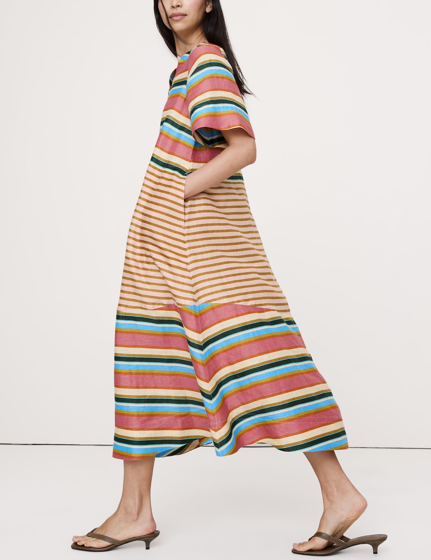 Linen Trapeze Midi Dress