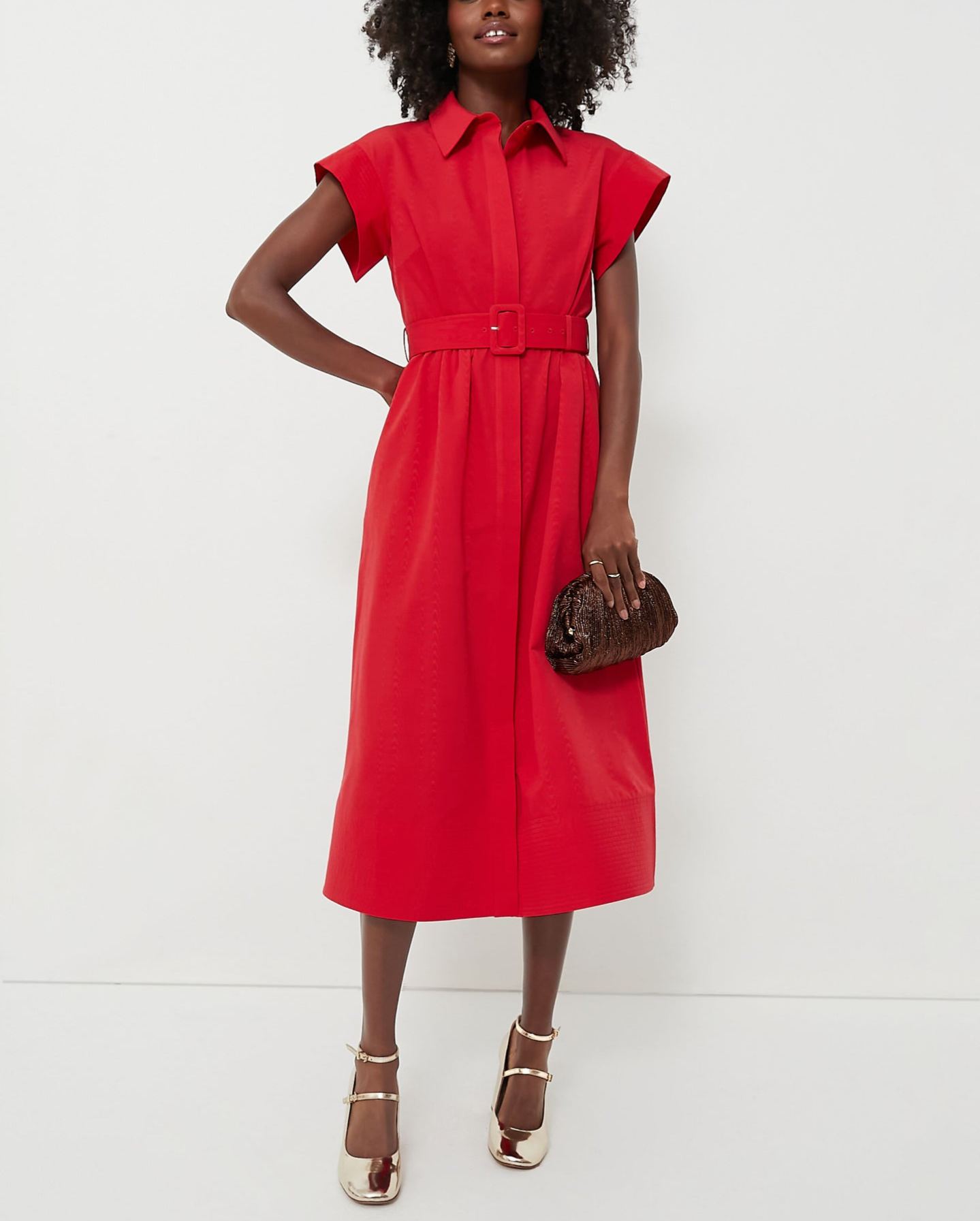 Classic Button-Up Belted Chloe Dress