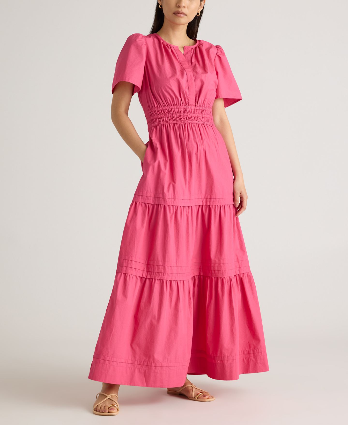 100% Organic Cotton Poplin Tiered Dress