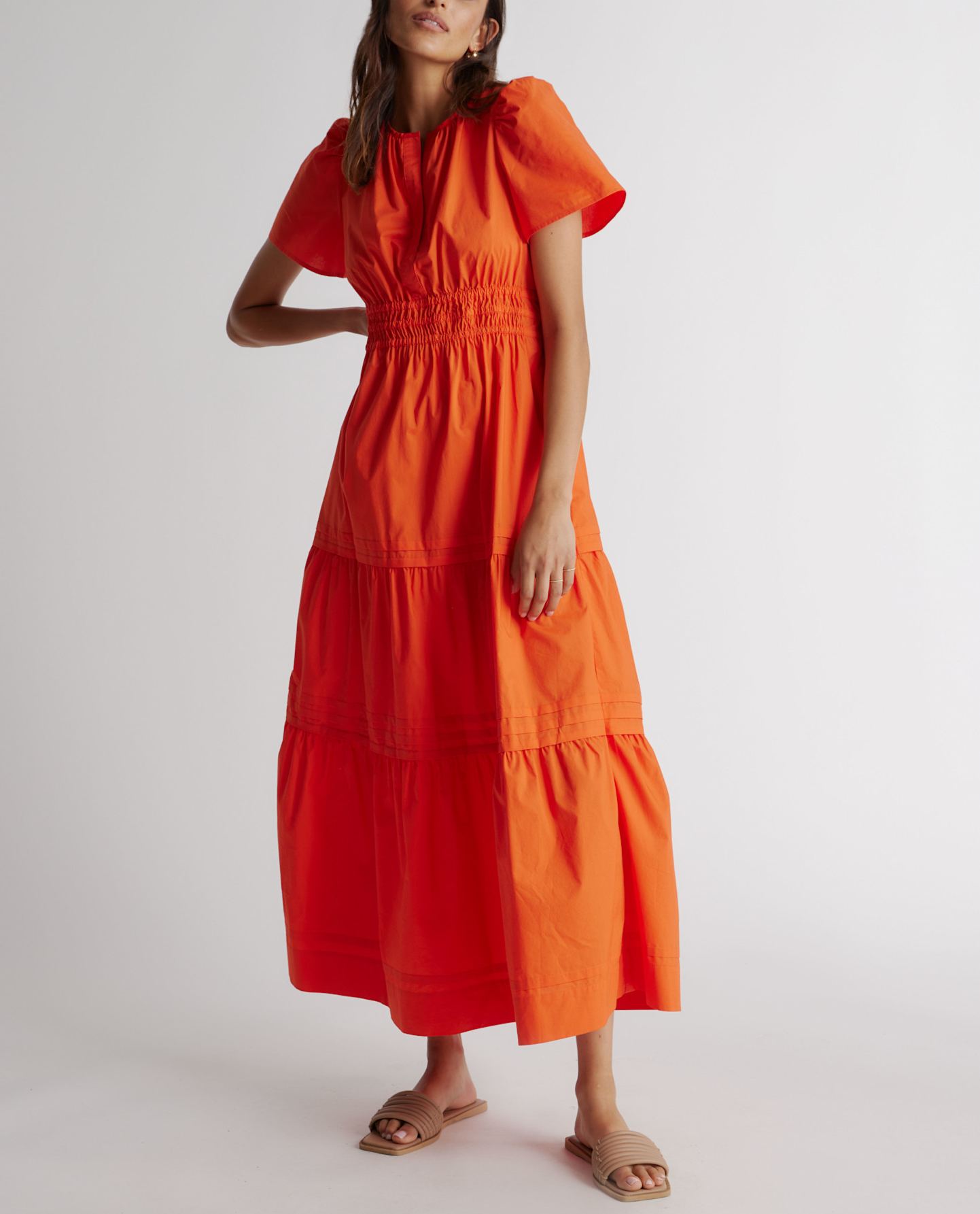 100% Organic Cotton Poplin Tiered Dress