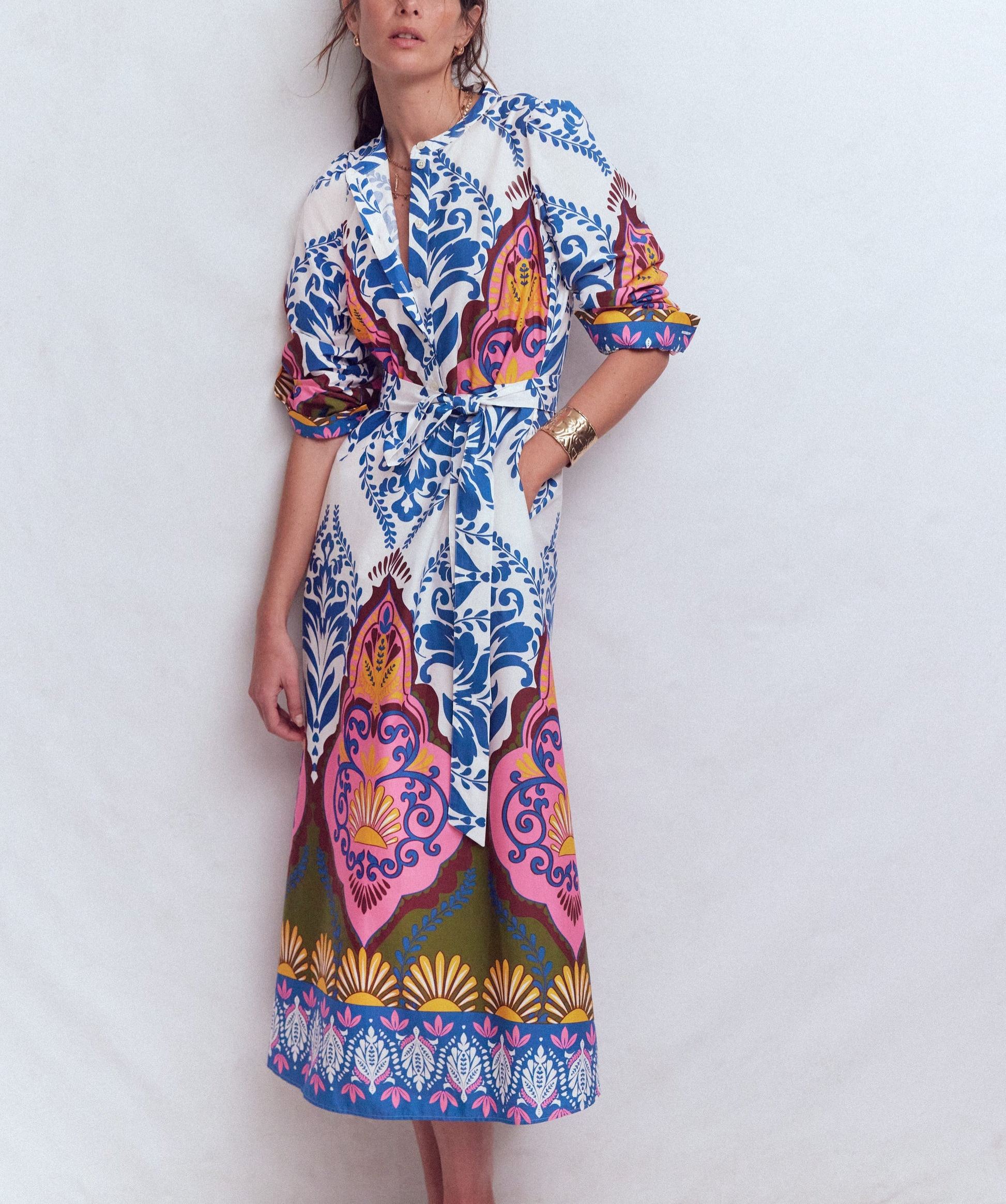 Ornamental Garden Cotton Midi Dress