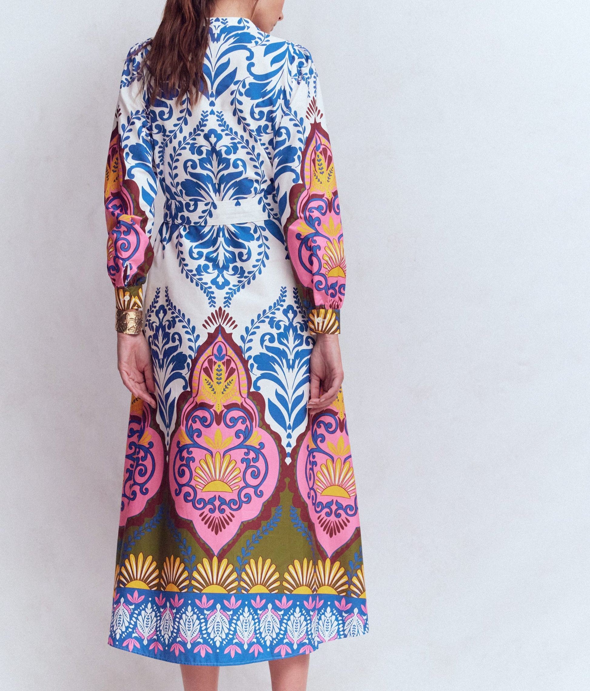 Ornamental Garden Cotton Midi Dress