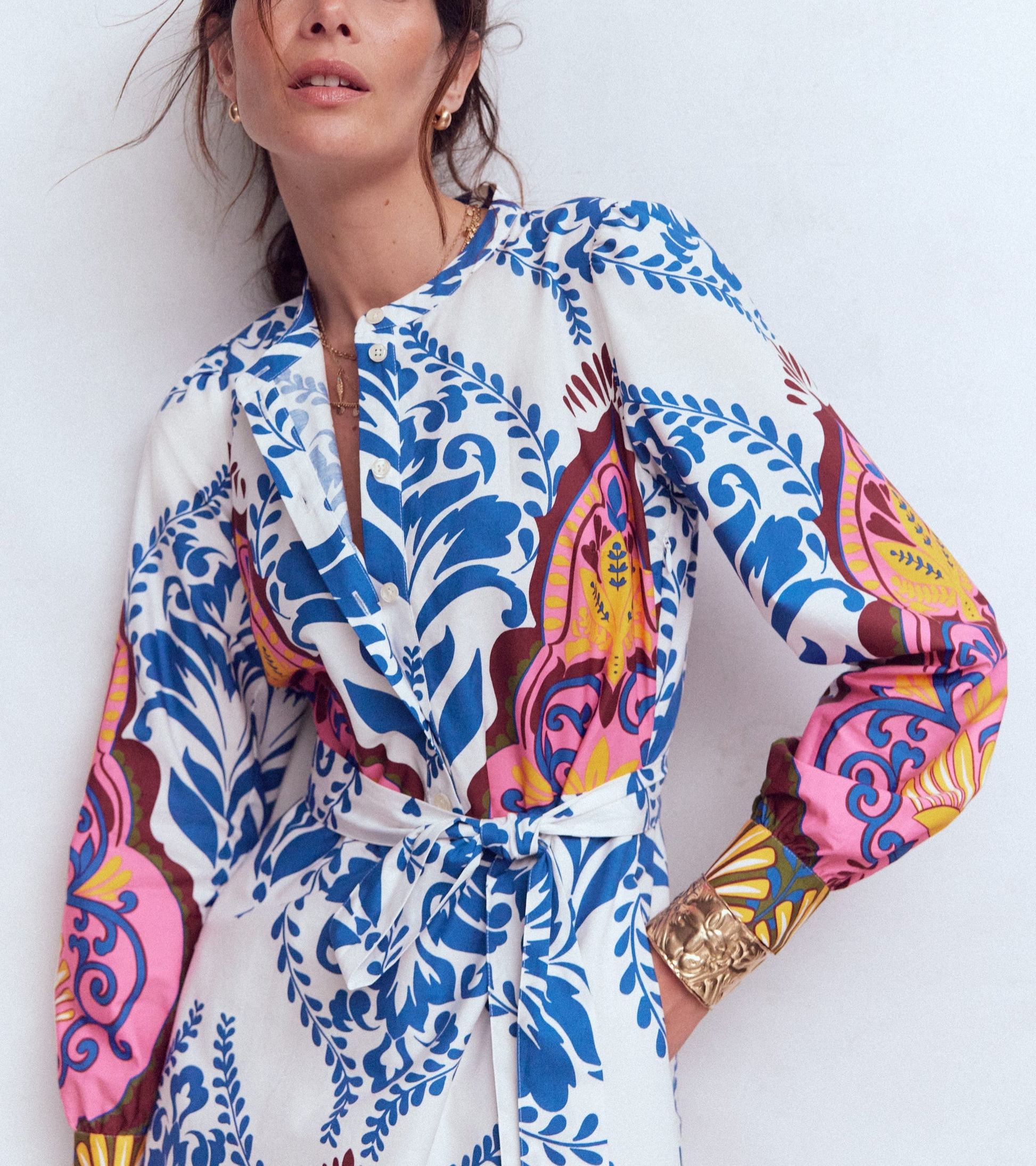 Ornamental Garden Cotton Midi Dress