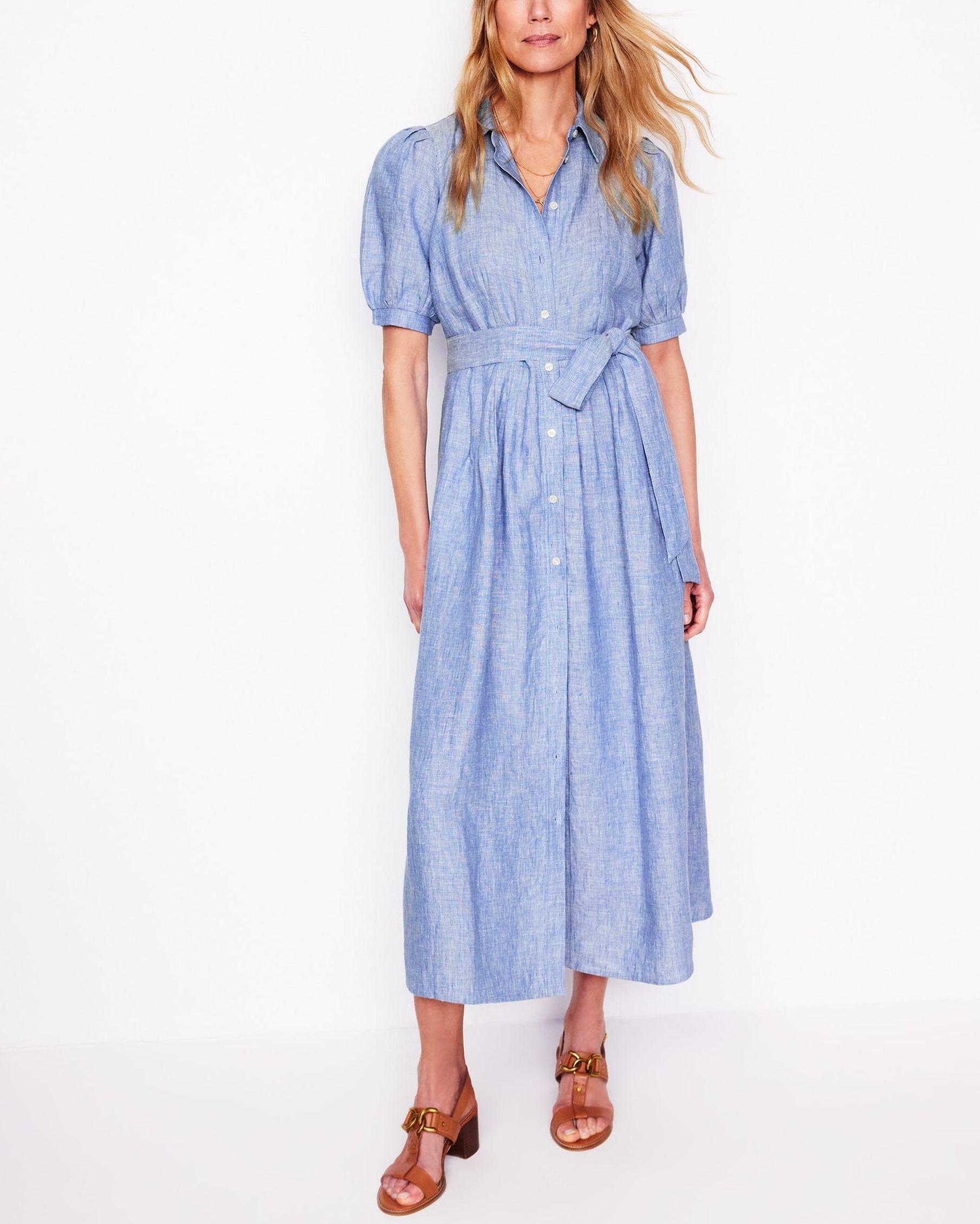 Alexa Linen Maxi Shirt Dress