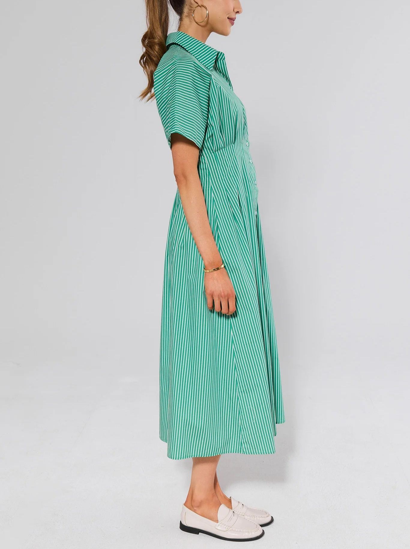 Chic Green Button Up Dress