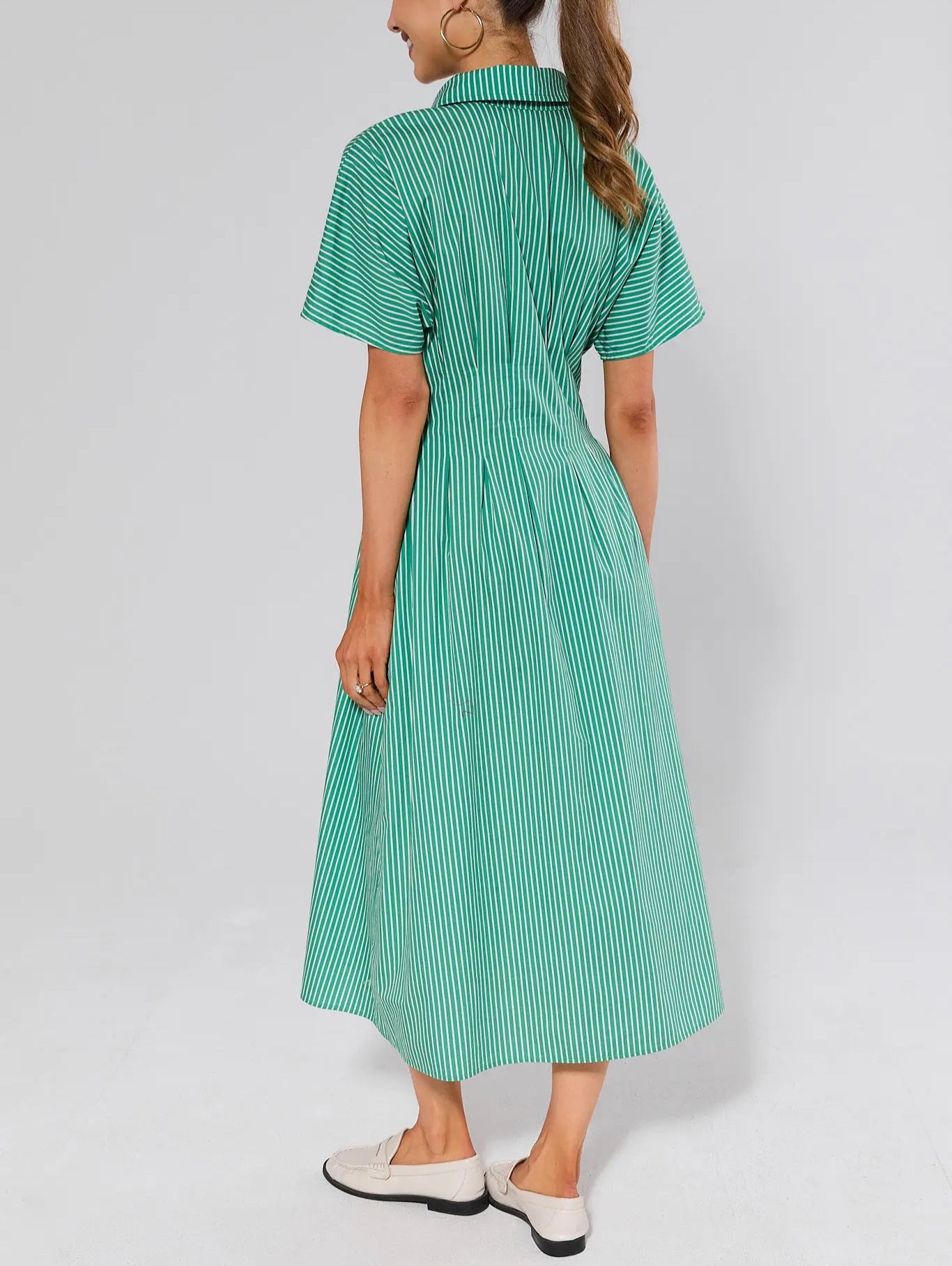 Chic Green Button Up Dress