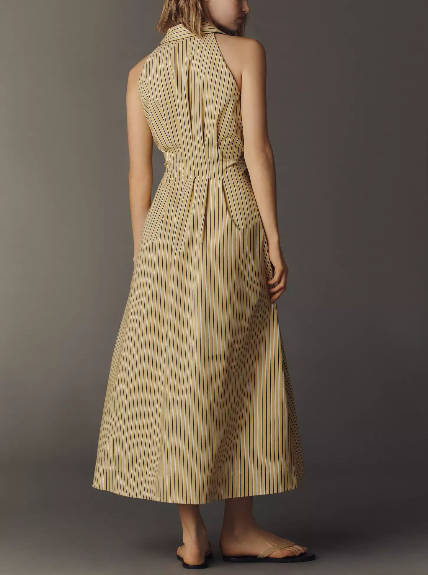 Effortless Chic Striped Sleeveless Shirt Dress