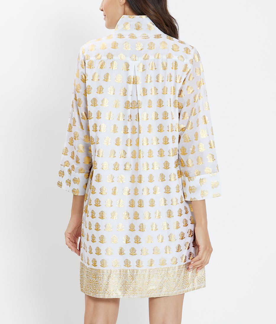 Royal Blue Gold Print Tunic Helen Dress