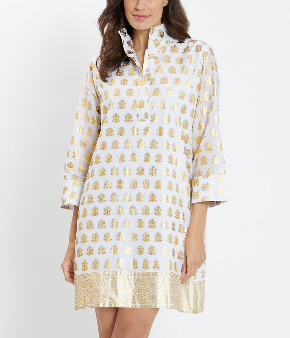 Royal Blue Gold Print Tunic Helen Dress