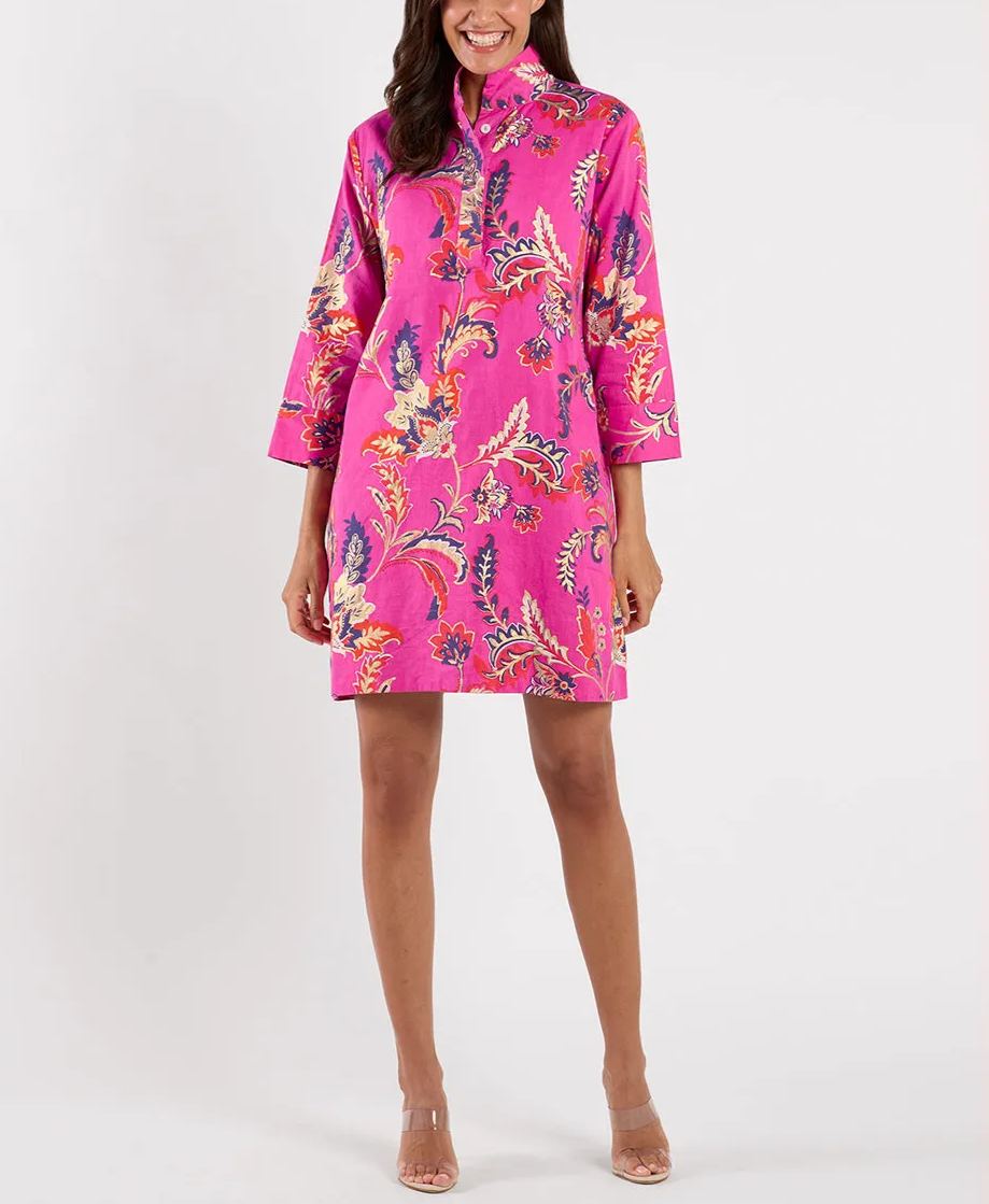 Royal Blue Gold Print Tunic Helen Dress