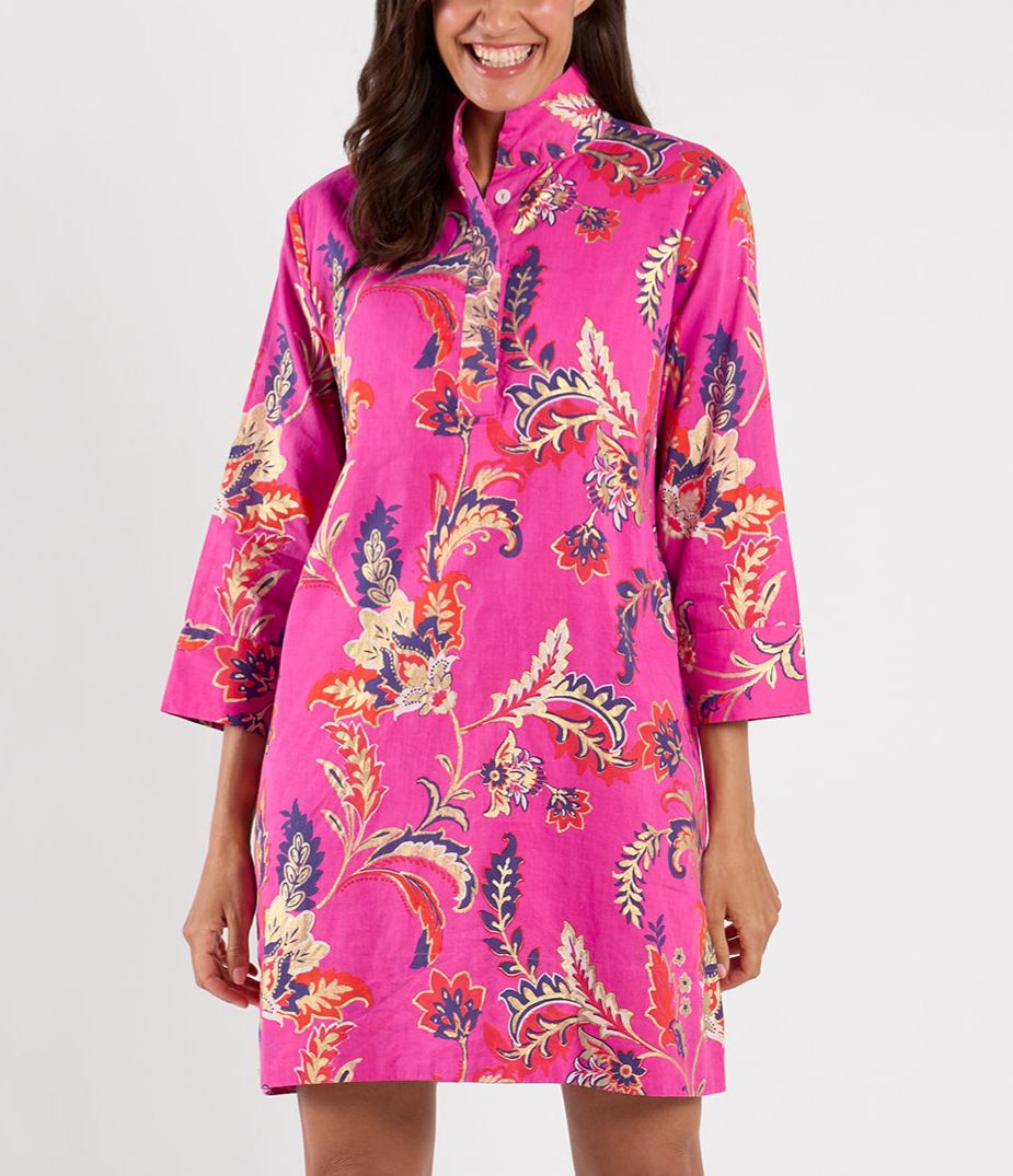 Royal Blue Gold Print Tunic Helen Dress