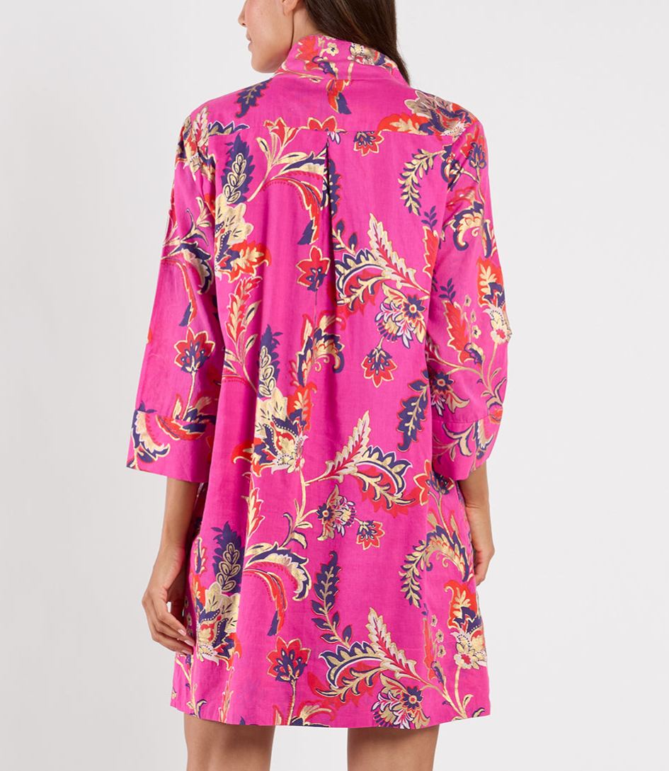 Royal Blue Gold Print Tunic Helen Dress