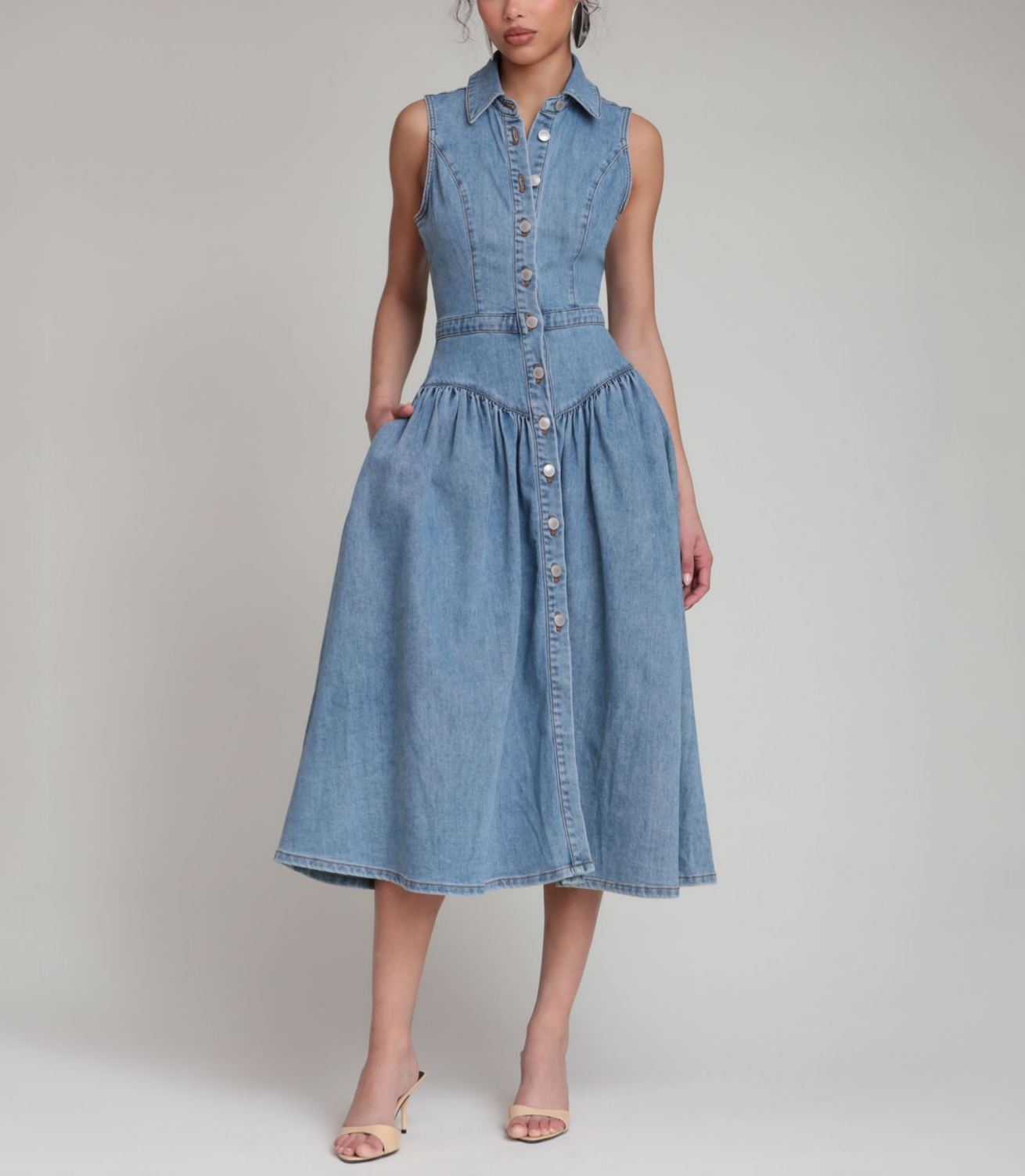 Denim Drop Waist Shirtdress