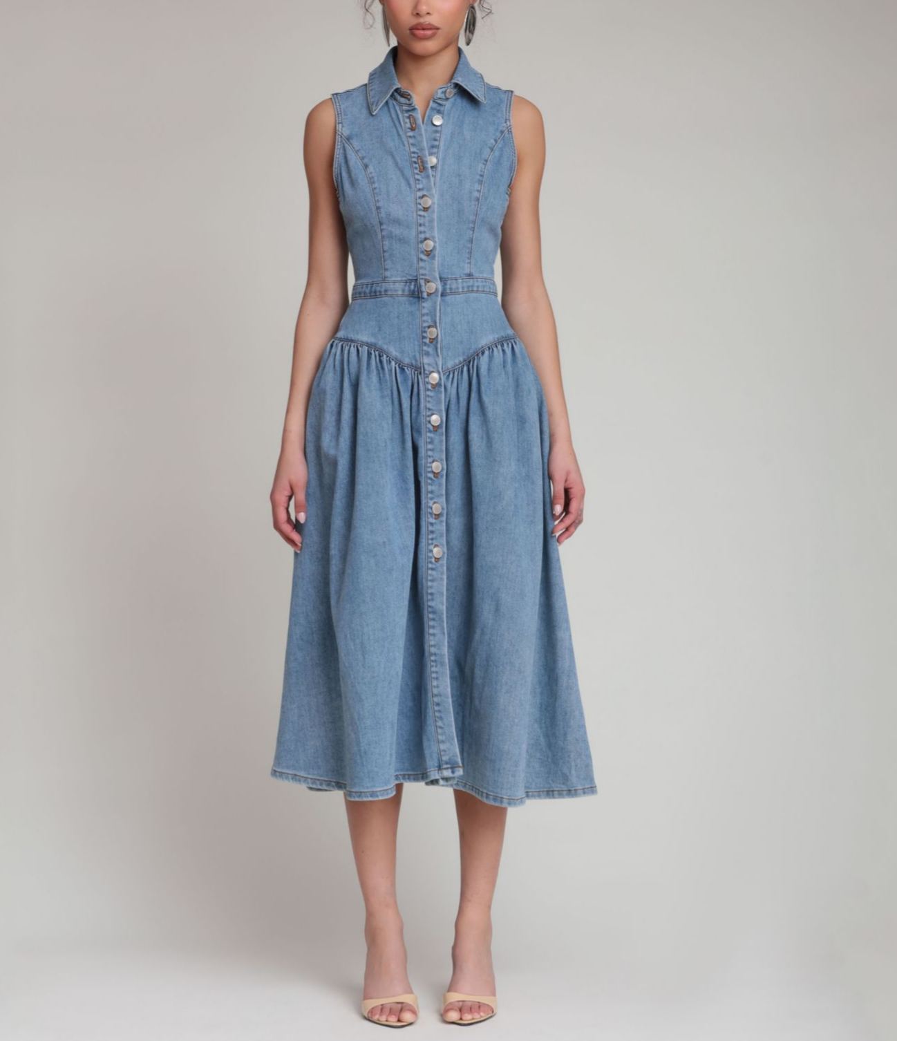 Denim Drop Waist Shirtdress