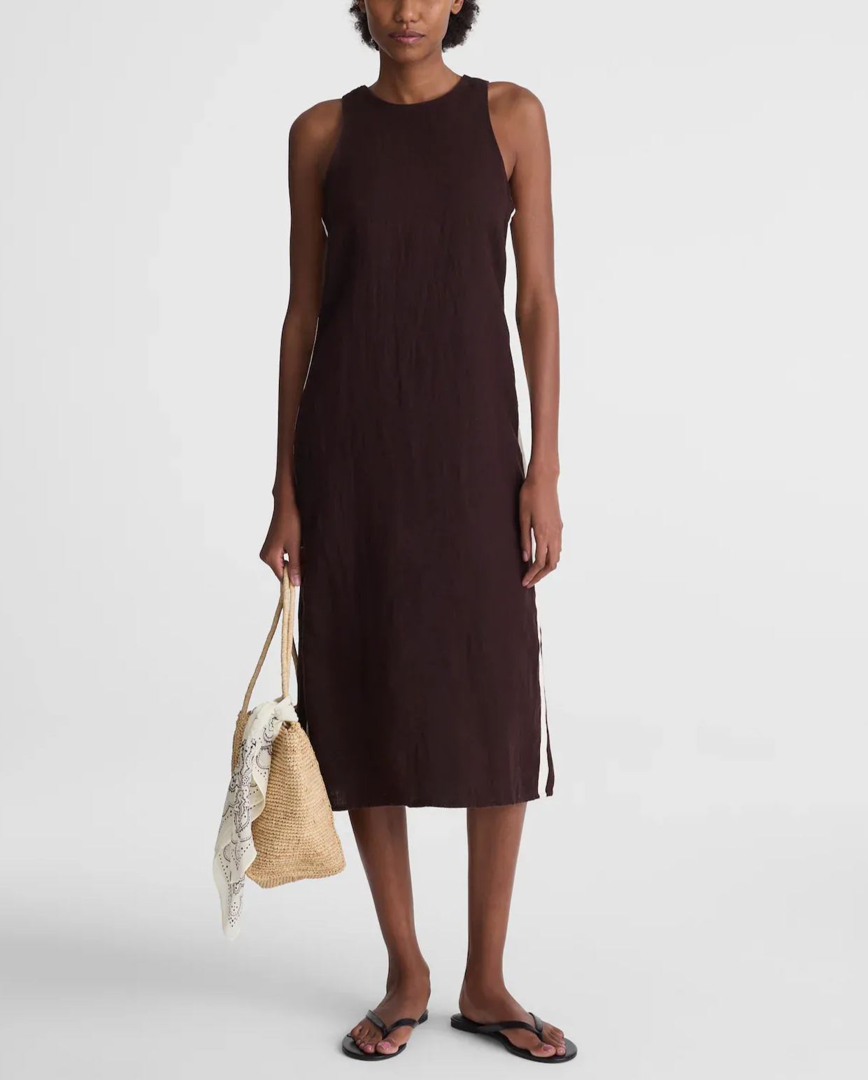 The Elena Sleeveless Linen Midi Dress