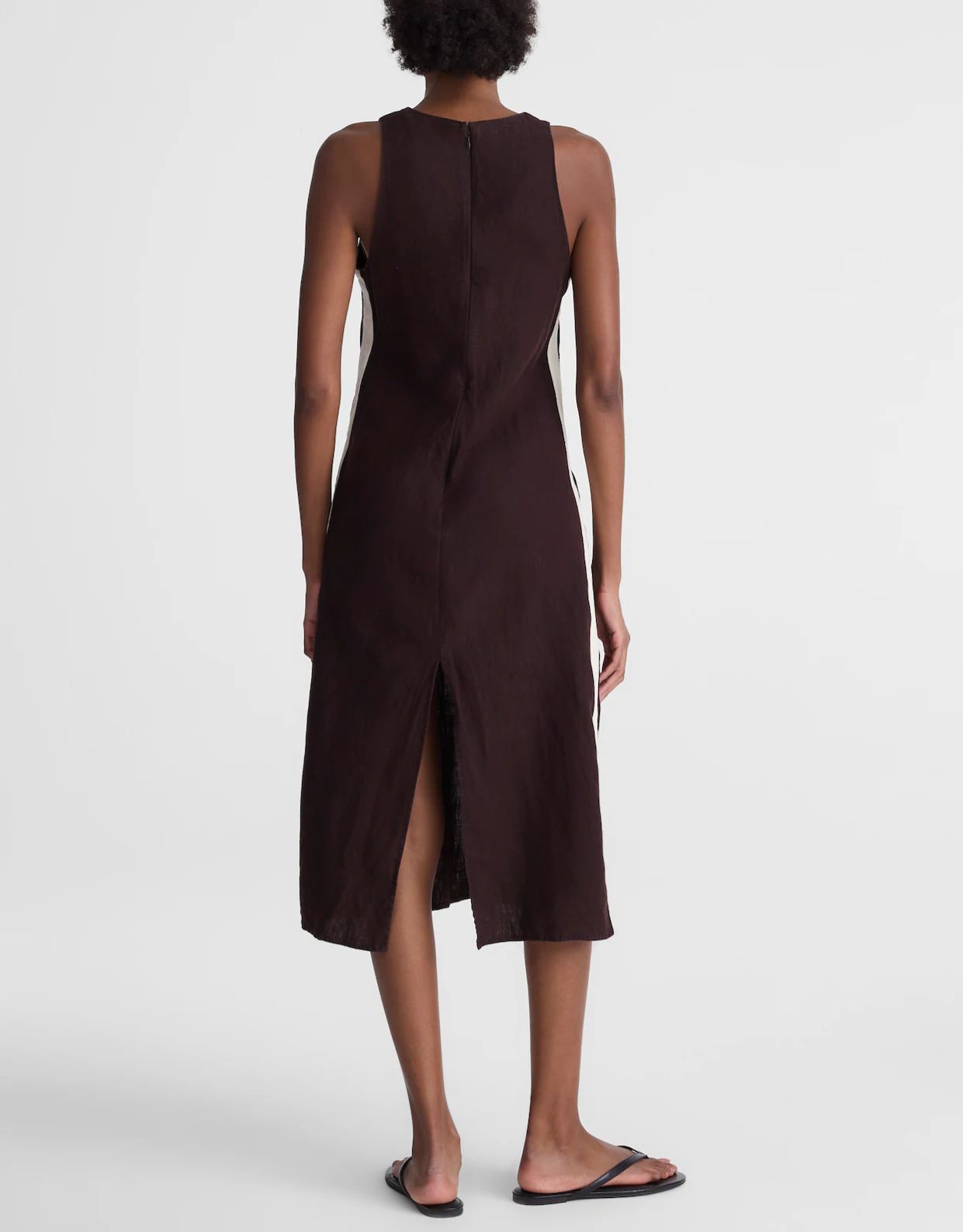 The Elena Sleeveless Linen Midi Dress