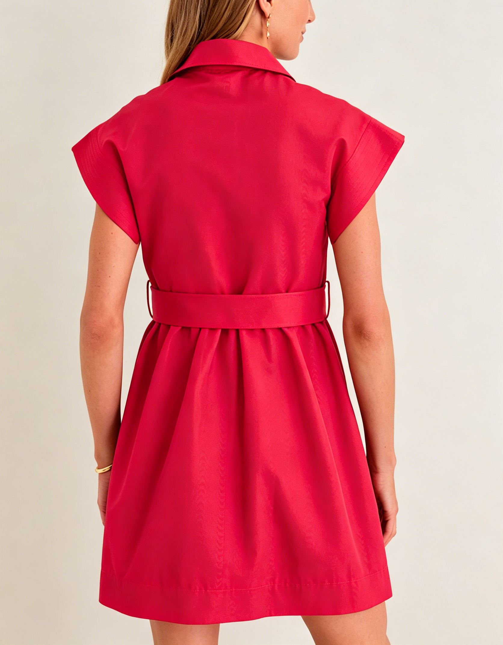 Classic Button-Up Belted Mini Chloe Dress