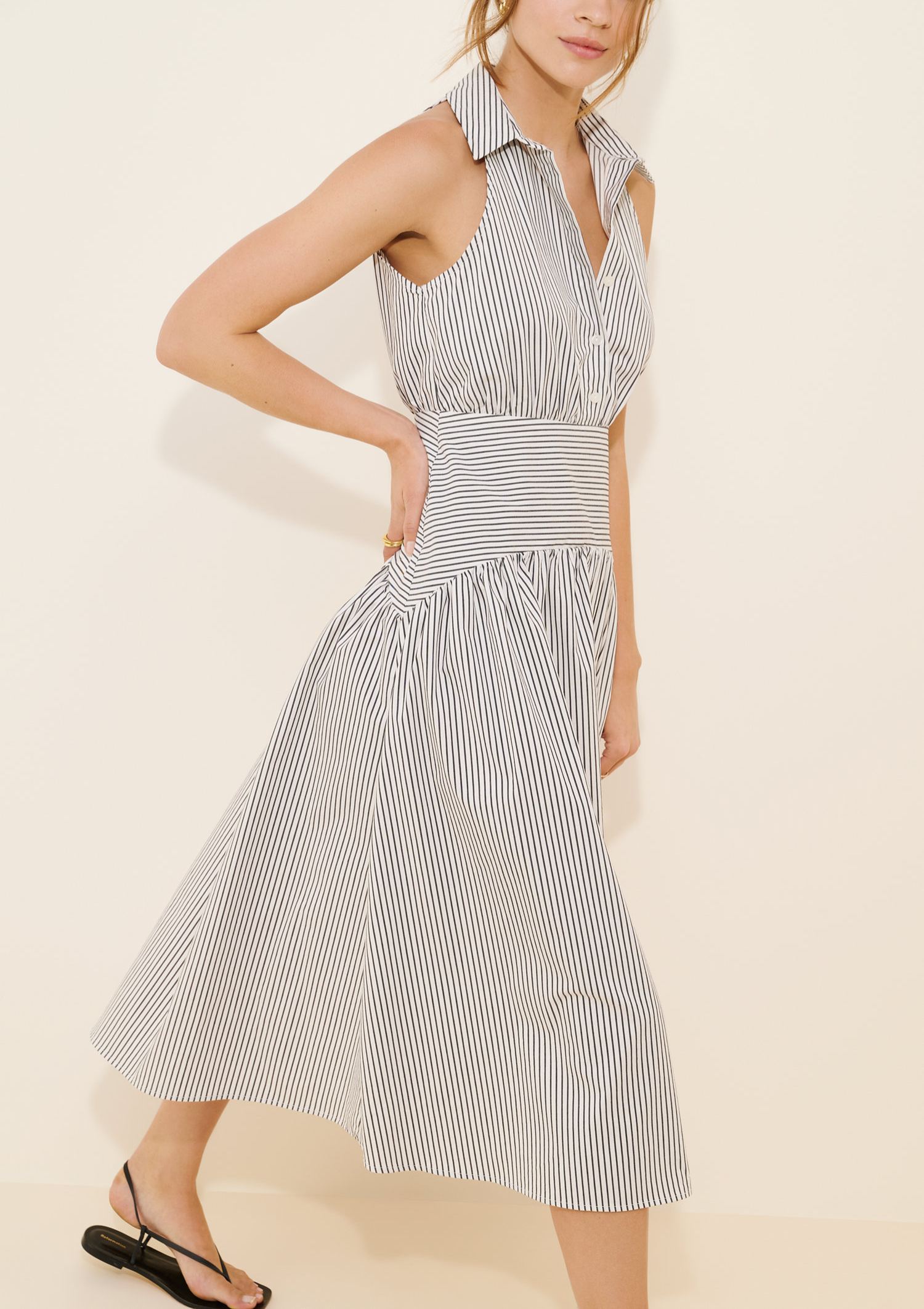 Drop-Waist Midi Shirt Dress