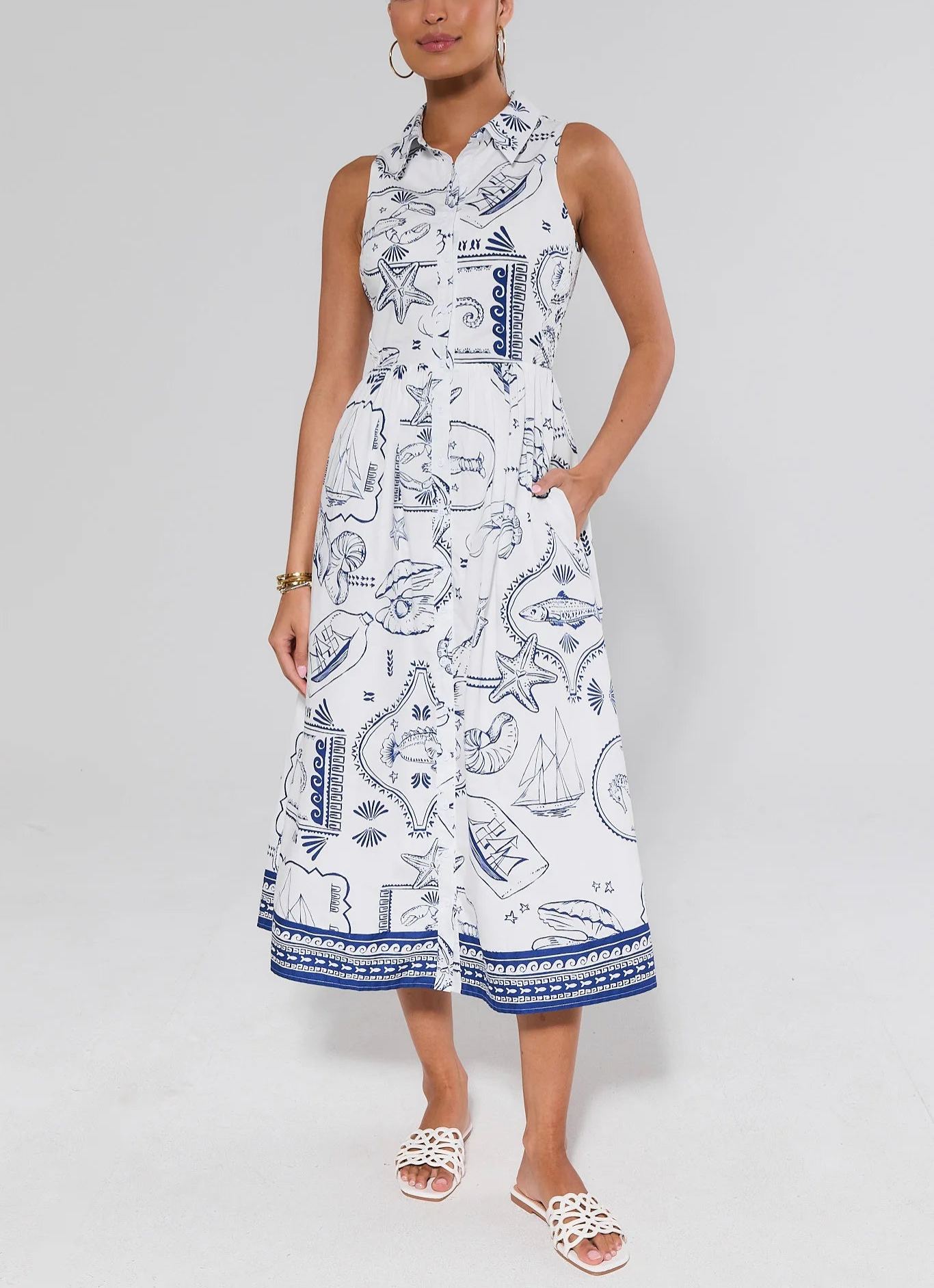 Kinsley White Printed Maxi Dress
