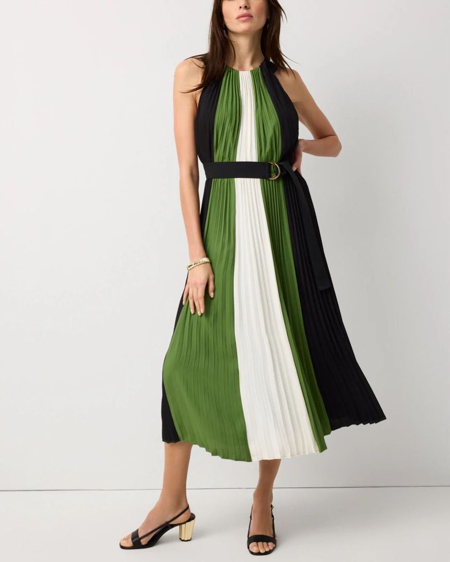 Pleated Halter Maxi Dress