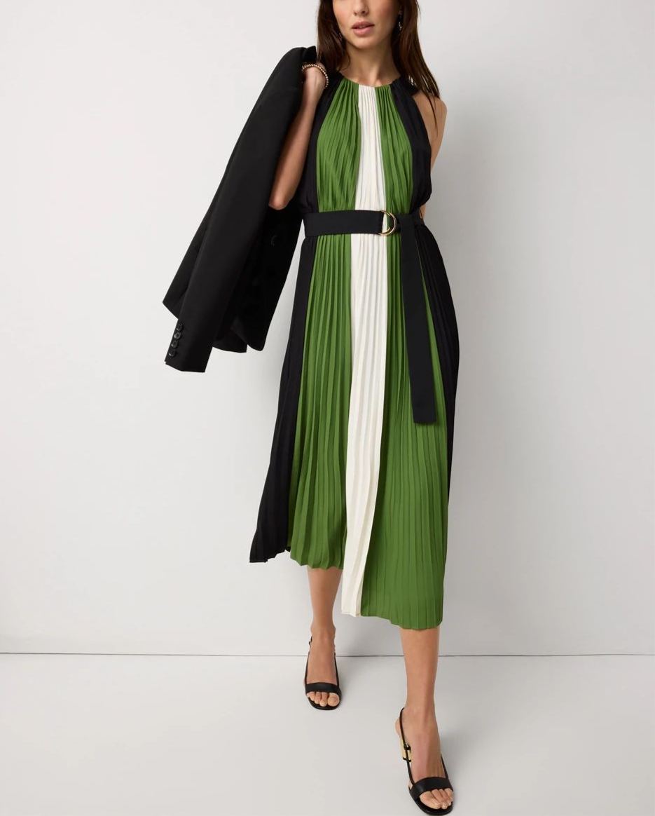 Pleated Halter Maxi Dress