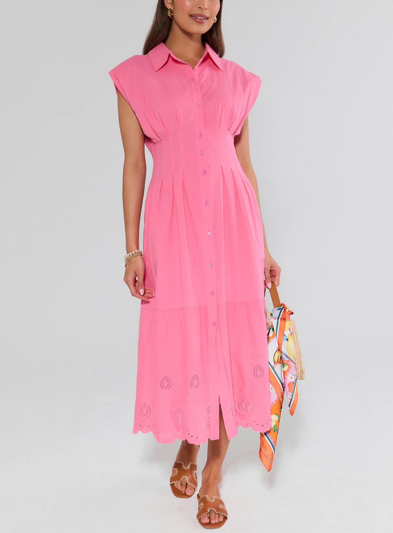 Pink Button Up Maxi Dress