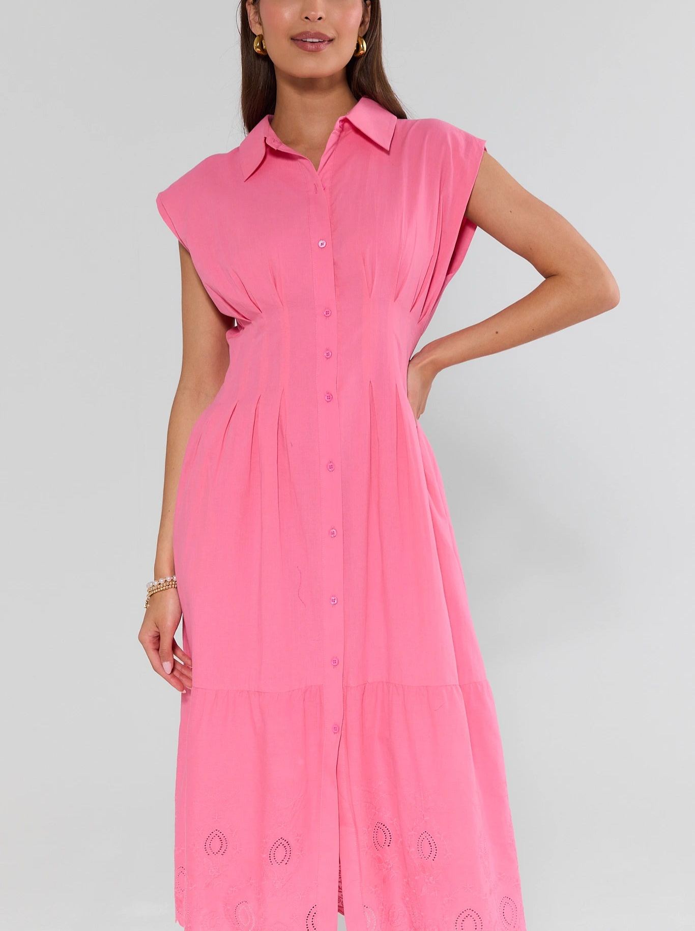Pink Button Up Maxi Dress