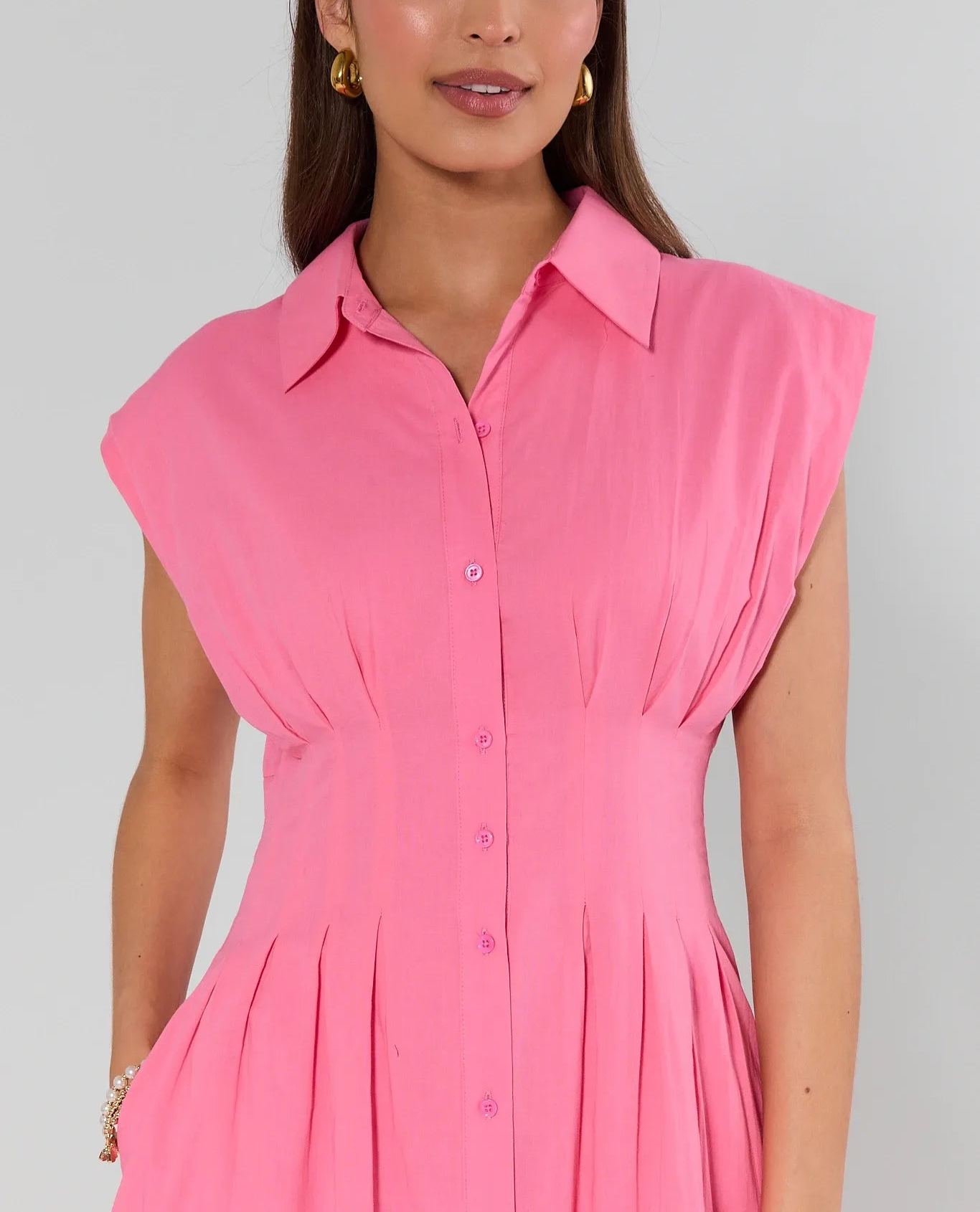 Pink Button Up Maxi Dress