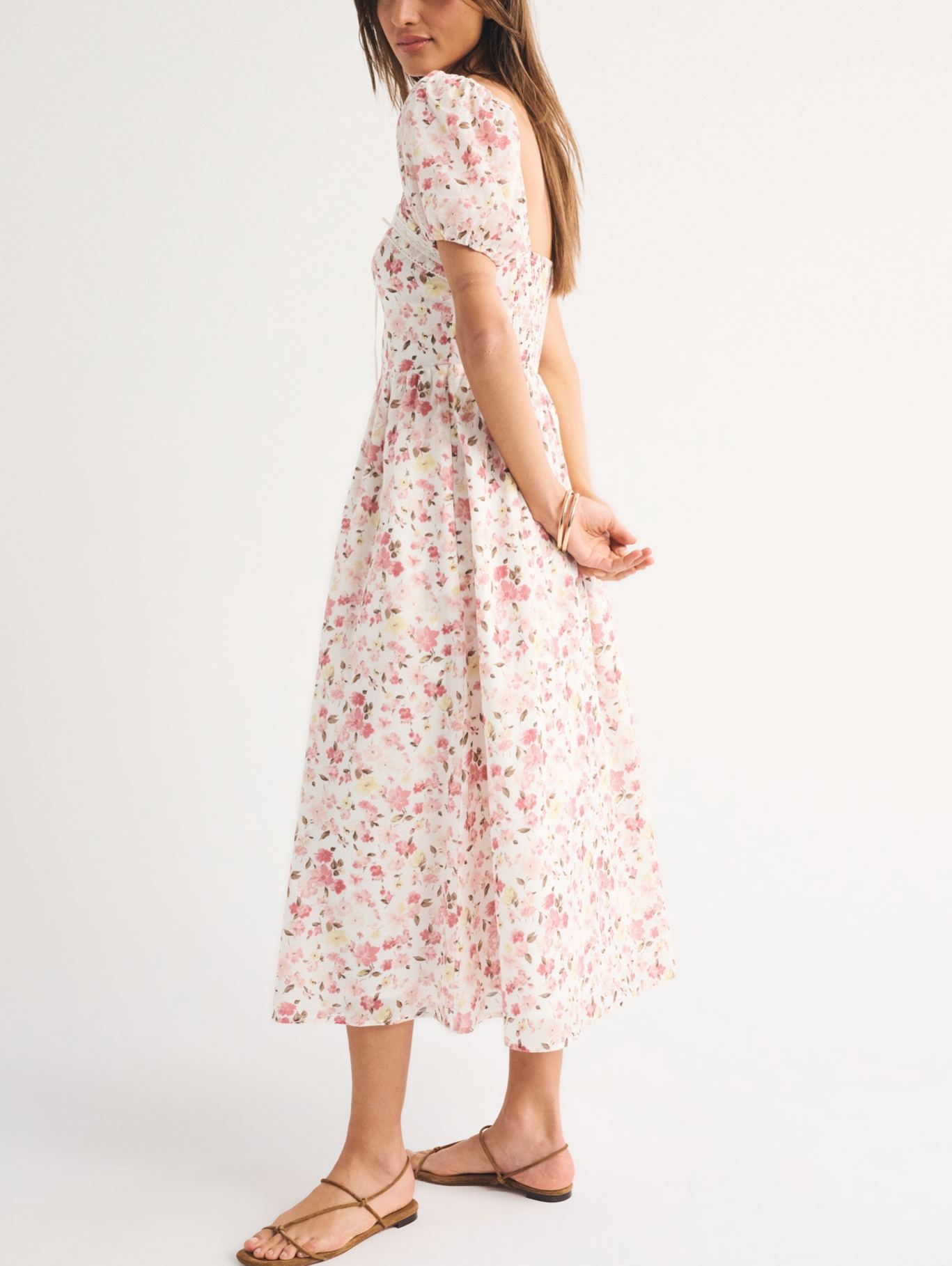 Elegant Puff Sleeve Midi Dress