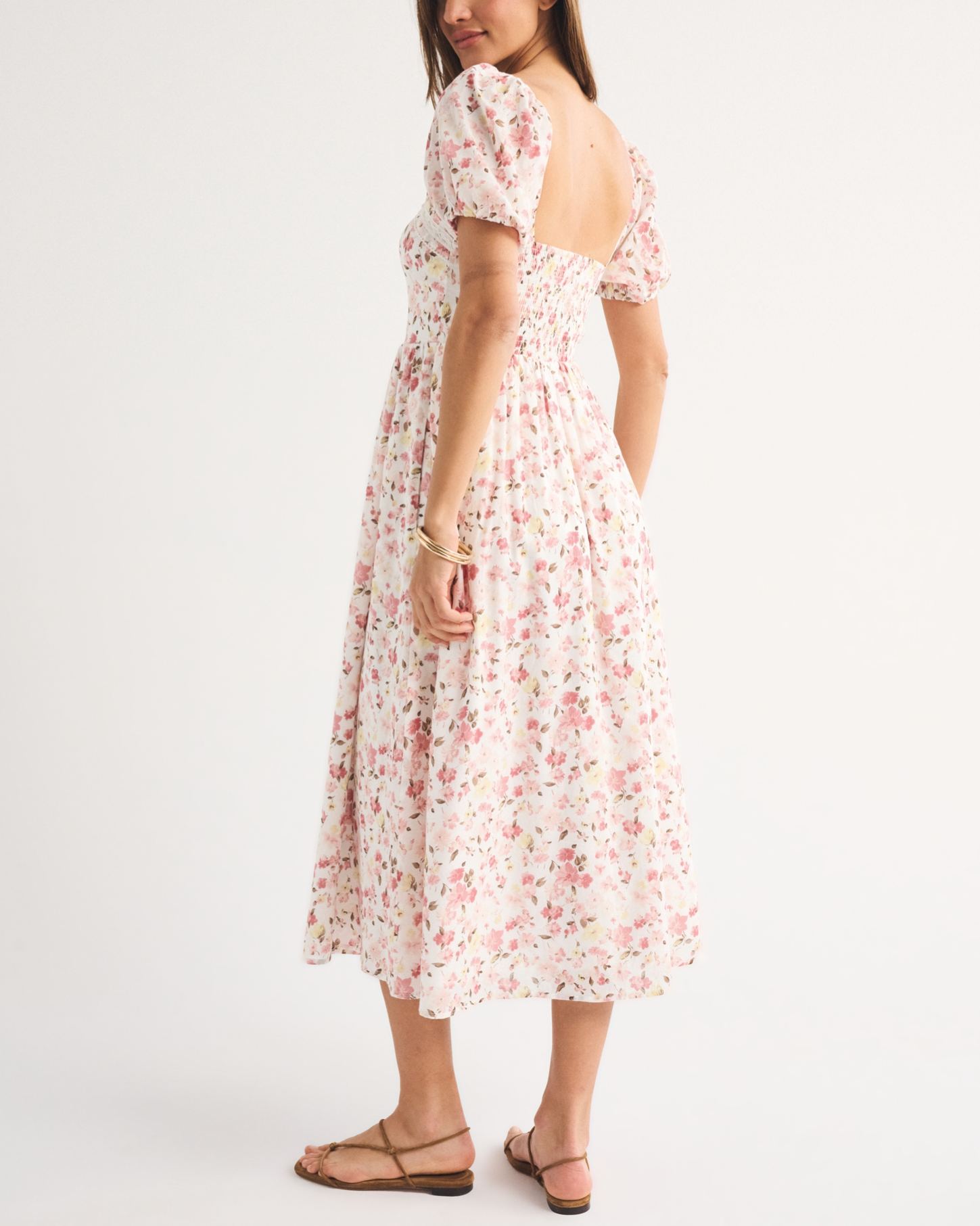 Elegant Puff Sleeve Midi Dress