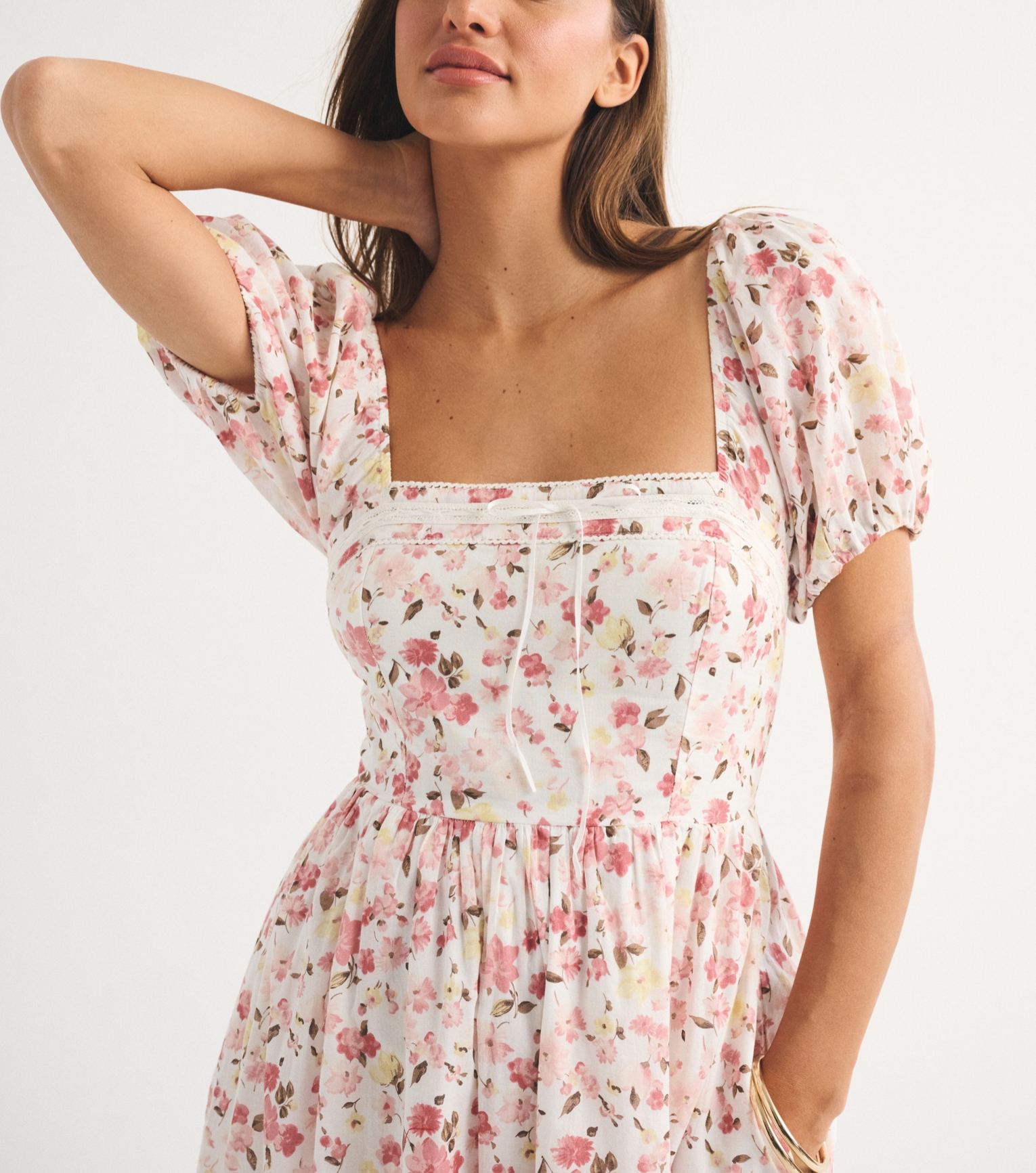 Elegant Puff Sleeve Midi Dress