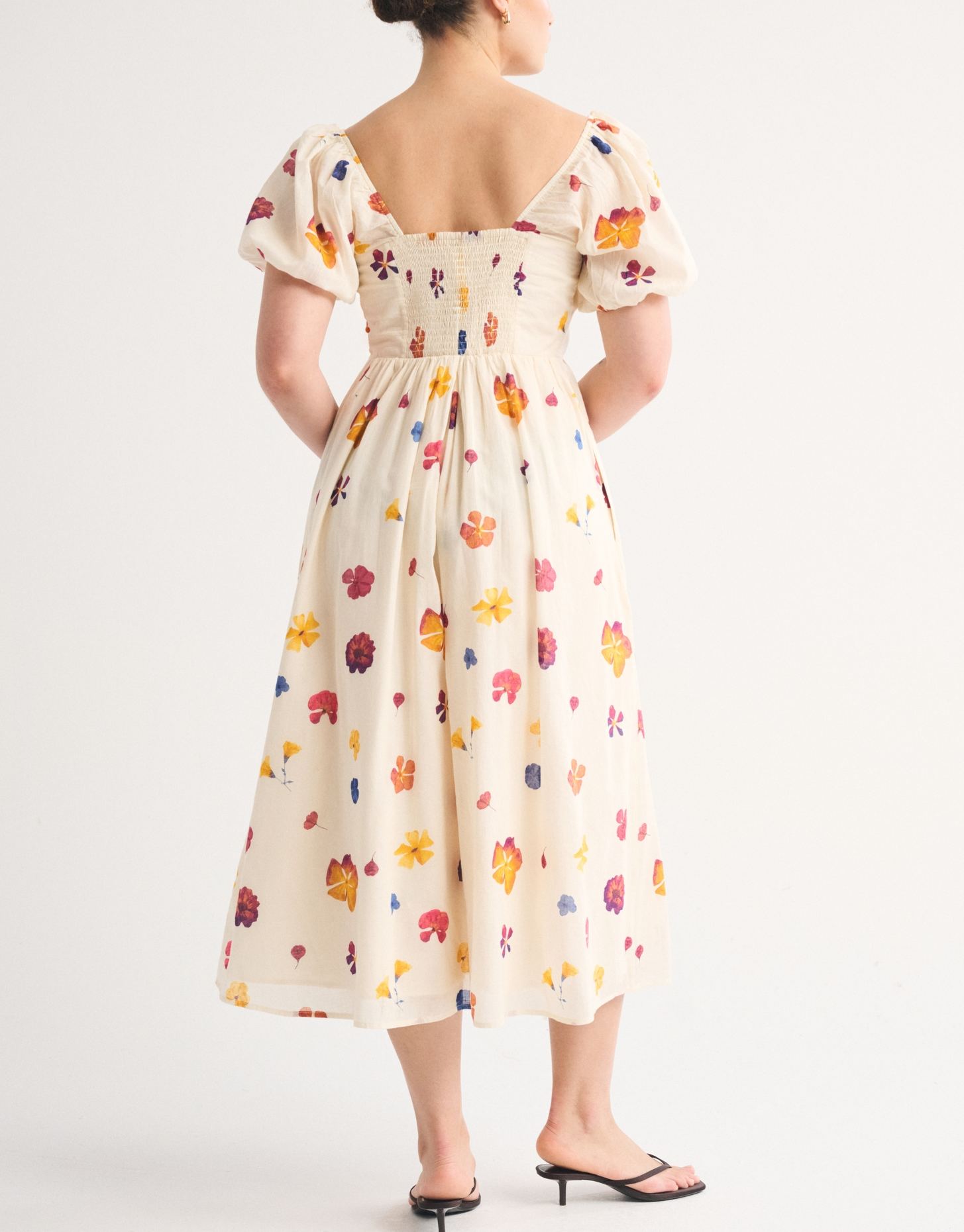 Elegant Puff Sleeve Midi Dress